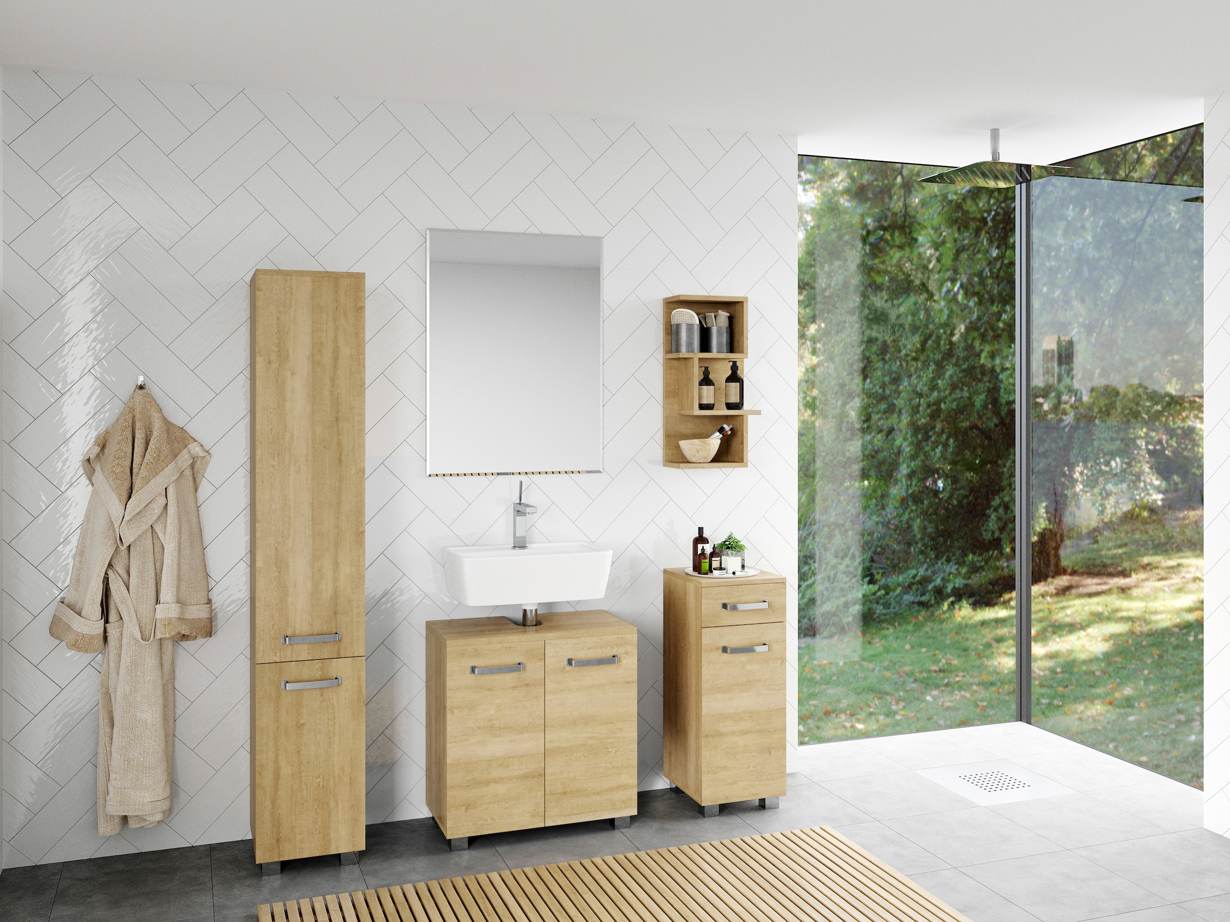 welltime Hochschrank »Cosmo«, BxTxH: ca. 30x32,5x171,5 cm, verschiedene Farben, 6 Fächer