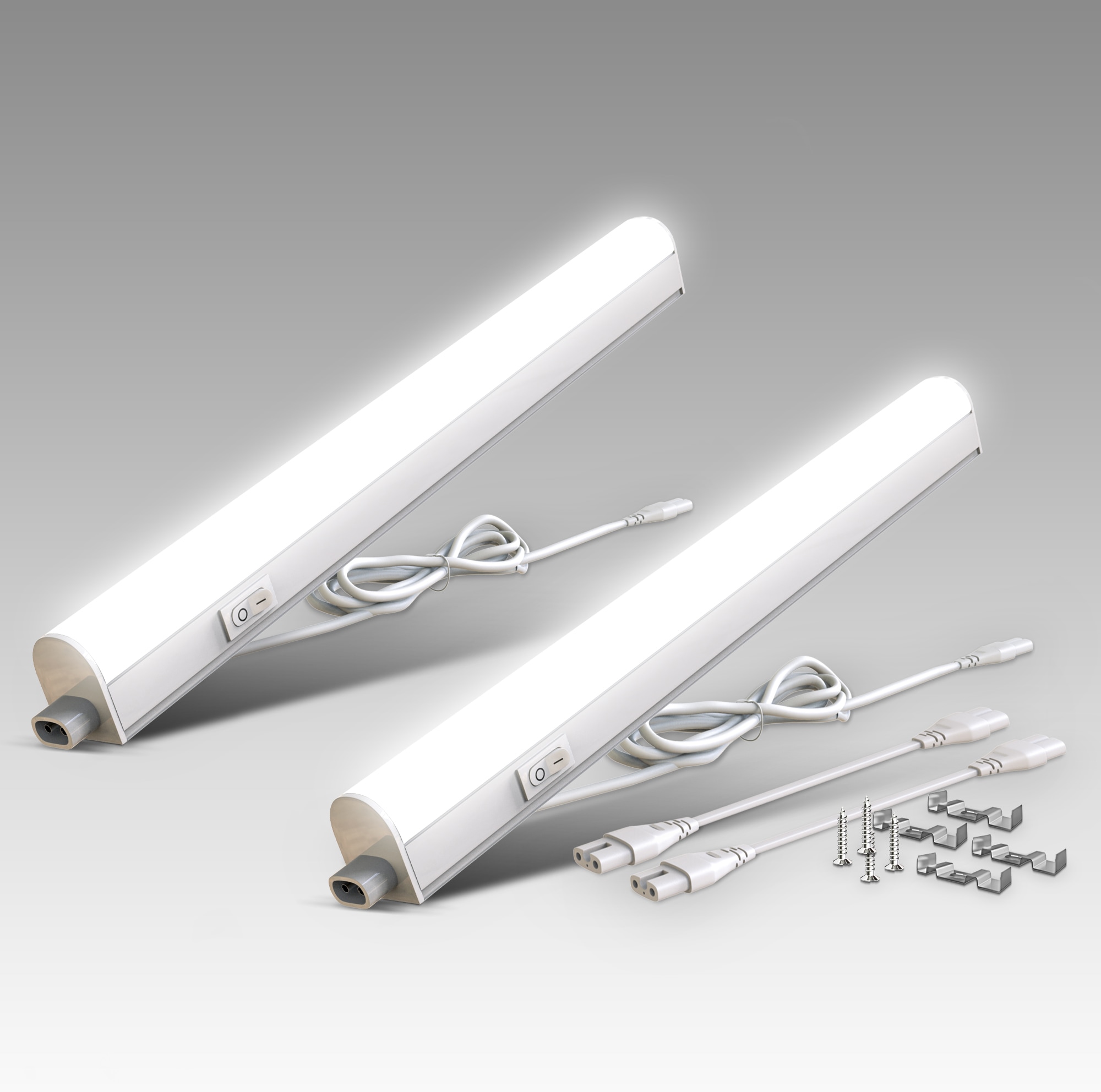 B.K.Licht Unterschrankleuchte, 2er-Set, je 1 x LED-Platine, 4 Watt, 400 Lumen, 4.000 Kelvin, nicht dimmbar, inkl. EIN/AUS-Schalter, inkl. Zuleitung 1,5 Meter