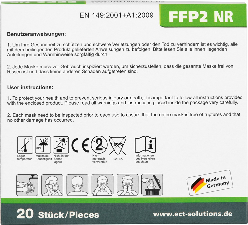 Filtrierende Halbmasken FFP2 »FFP2-Atemschutzmaske«, (Packung, 20 St.)