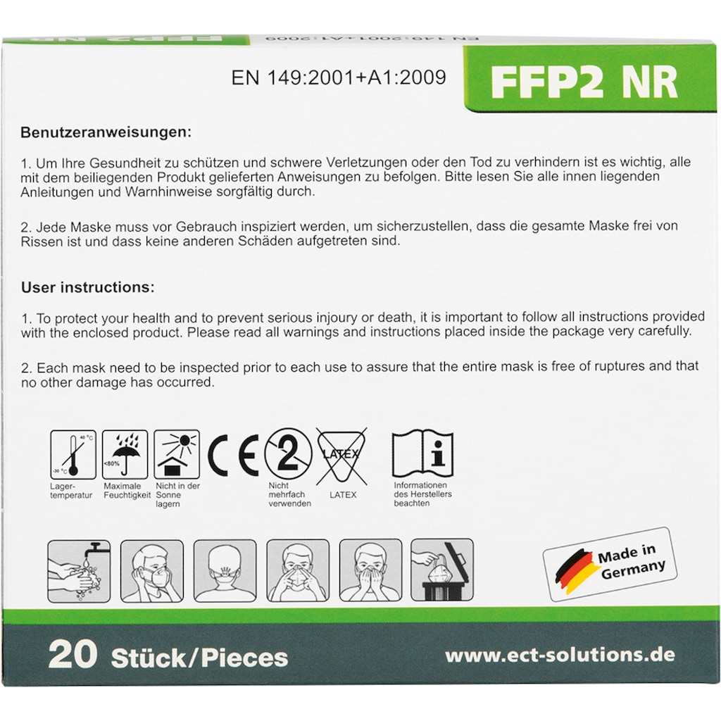 Filtrierende Halbmasken FFP2 »FFP2-Atemschutzmaske«, (Packung, 20 St.)