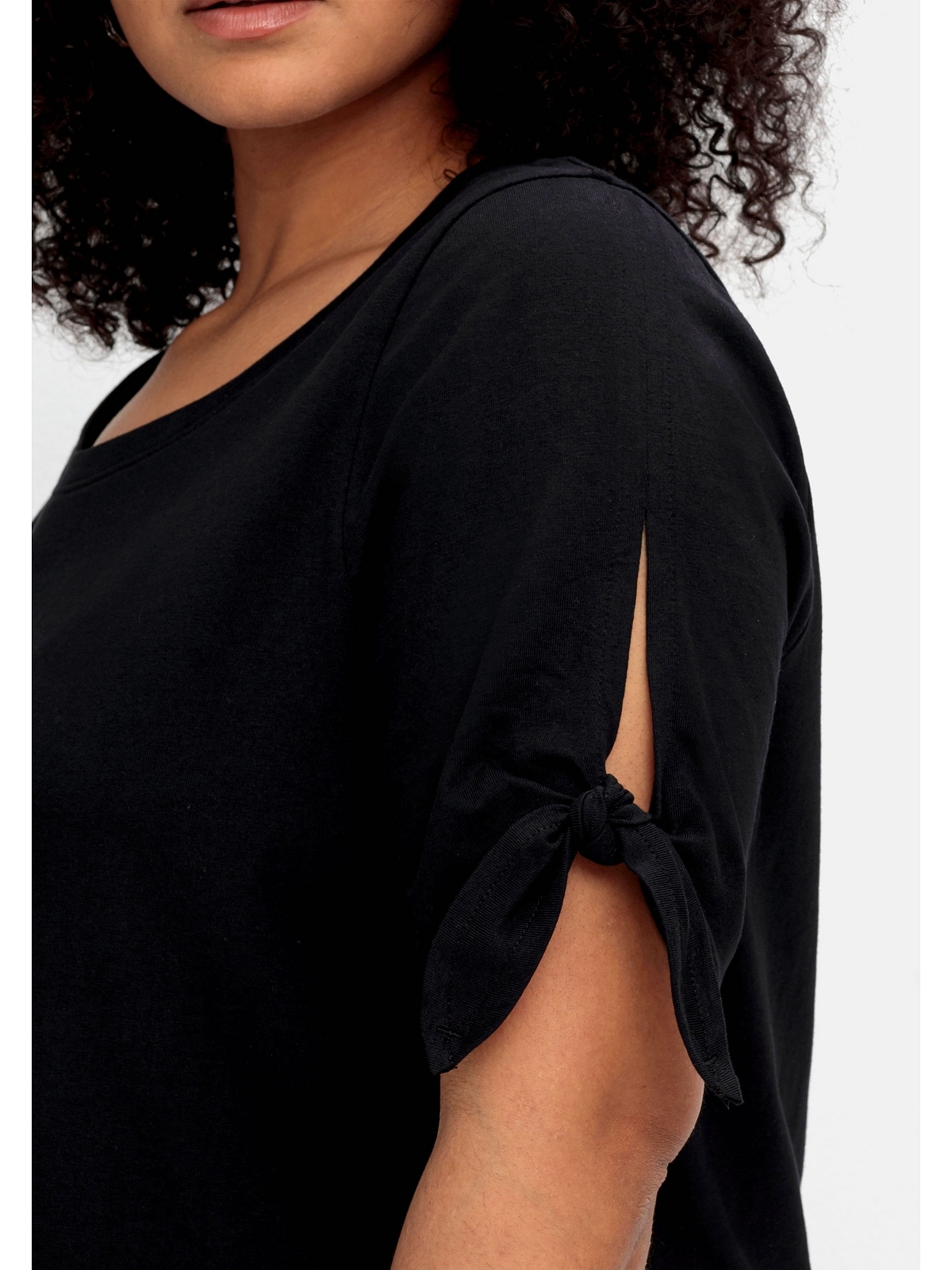 Sheego T-Shirt mit kaufen Knotendetail | »Große am online BAUR Ärmelsaum Größen«