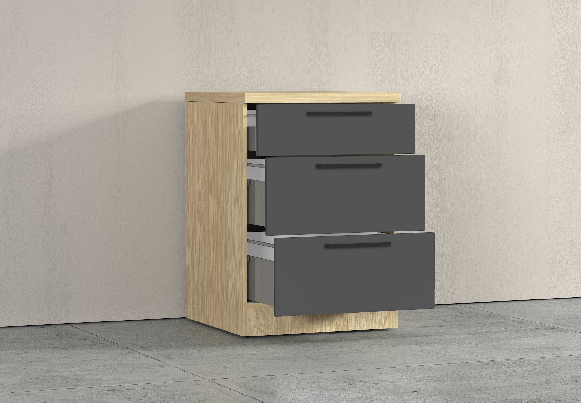 KOCHSTATION Unterschrank »Luna, Küchenunterschrank, Unterschrank mit Schubladen, Made in Italy« B/T/H: 60 × 60 × 85 cm, mit 3 Schubkästen, 3,5 cm starke Oberplatte