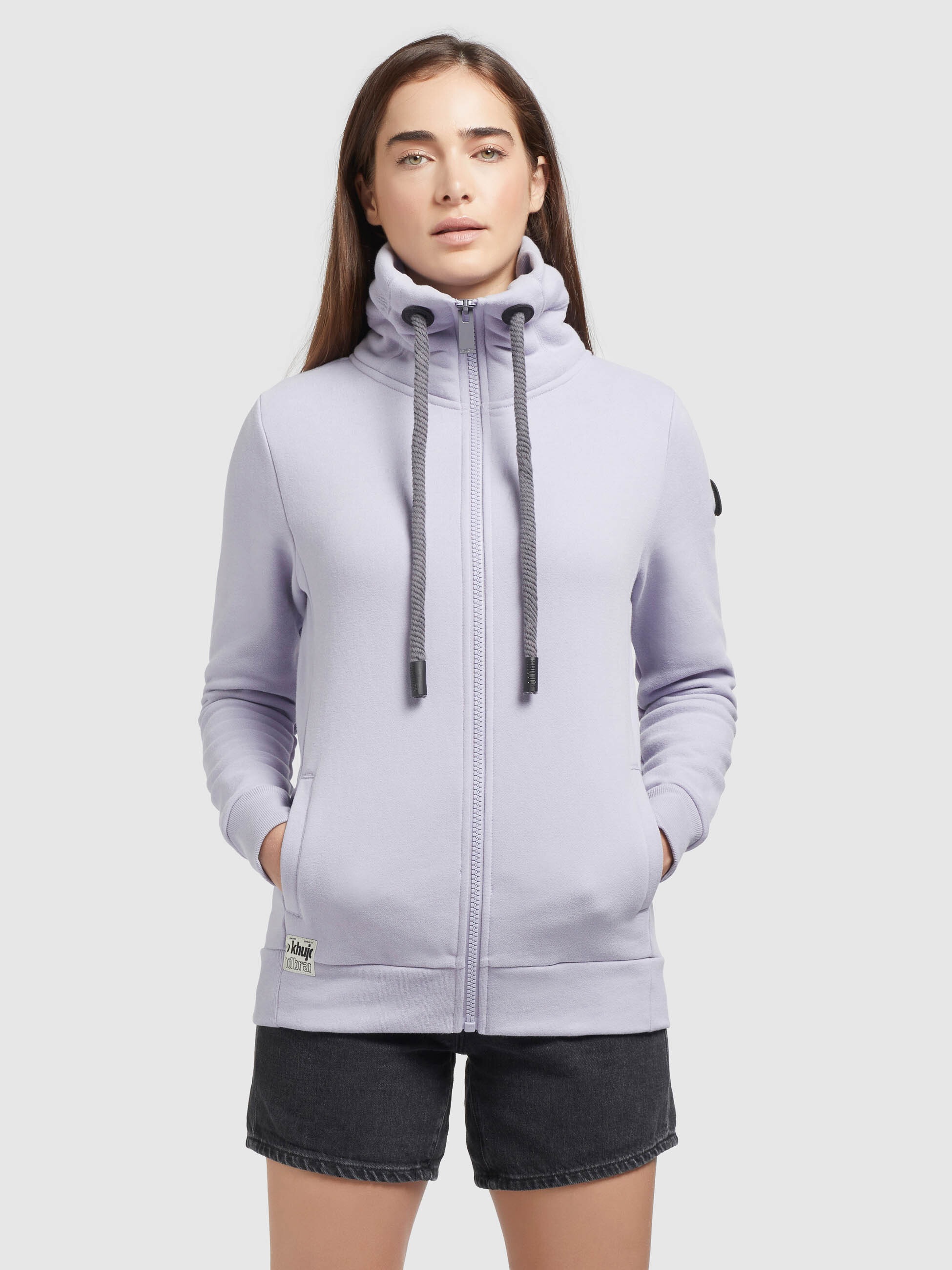 khujo Sweatjacke »TOSTA«, mit hoch schließendem Kragen und Kordelzug