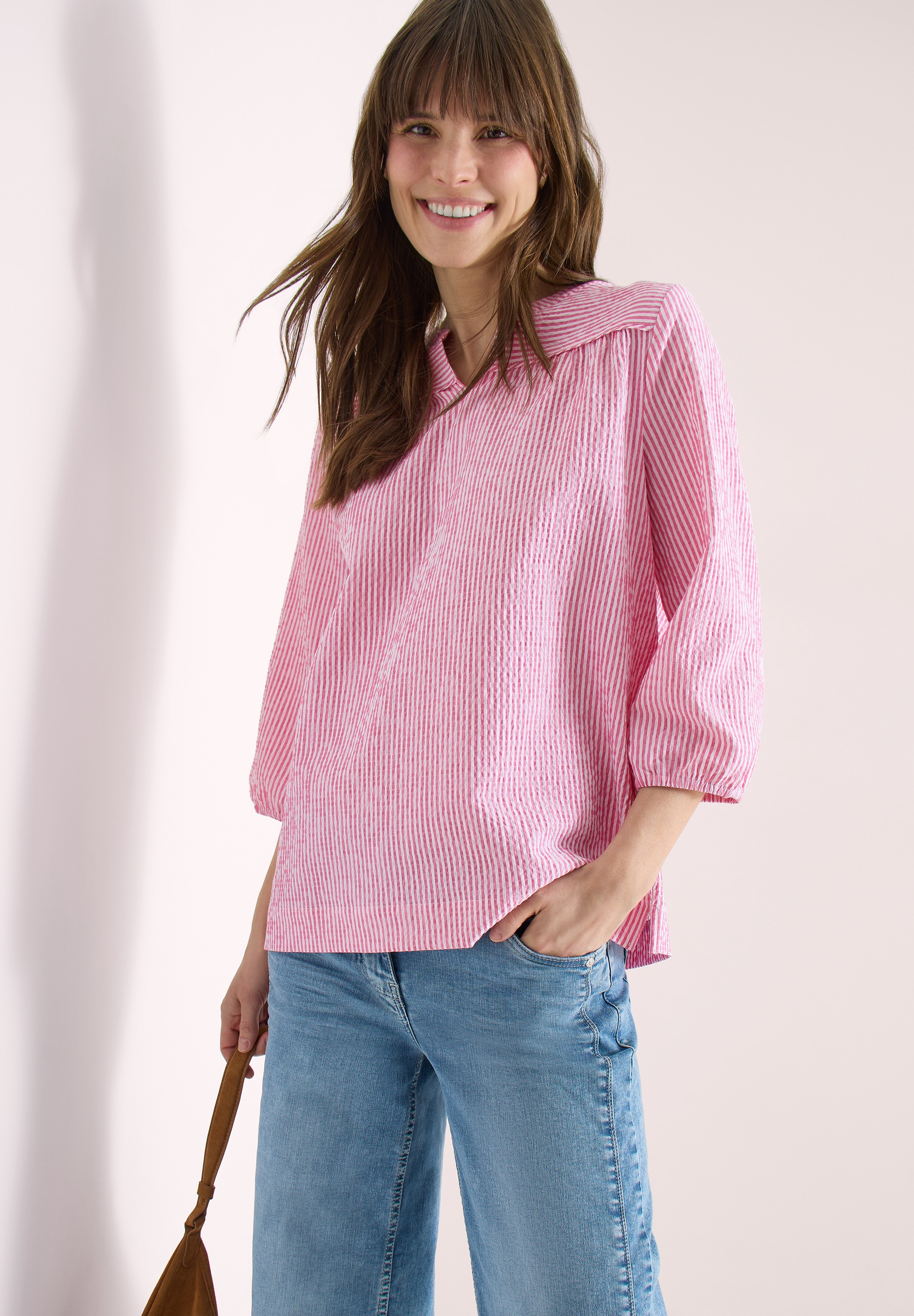 Cecil Shirtbluse mit gestreiftem Seersucker-Look