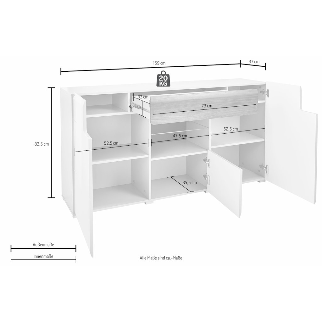 Helvetia Sideboard »Toledo«, Breite 159 cm