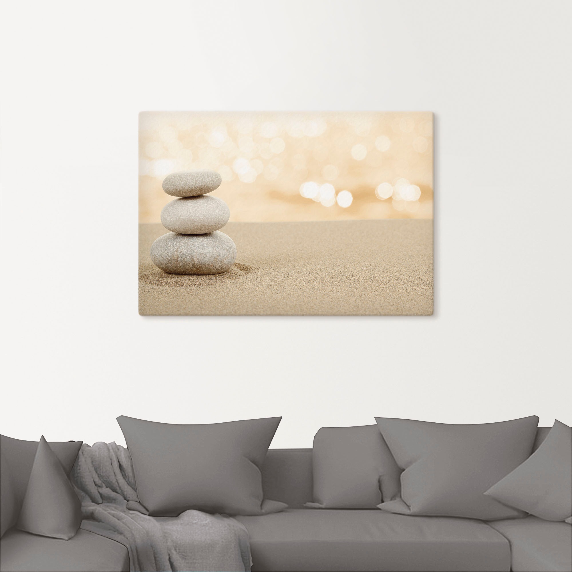 Artland Wandbild »Zen Steine im Sand«, Zen, (1 St.), als Leinwandbild, Poster in verschied. Größen