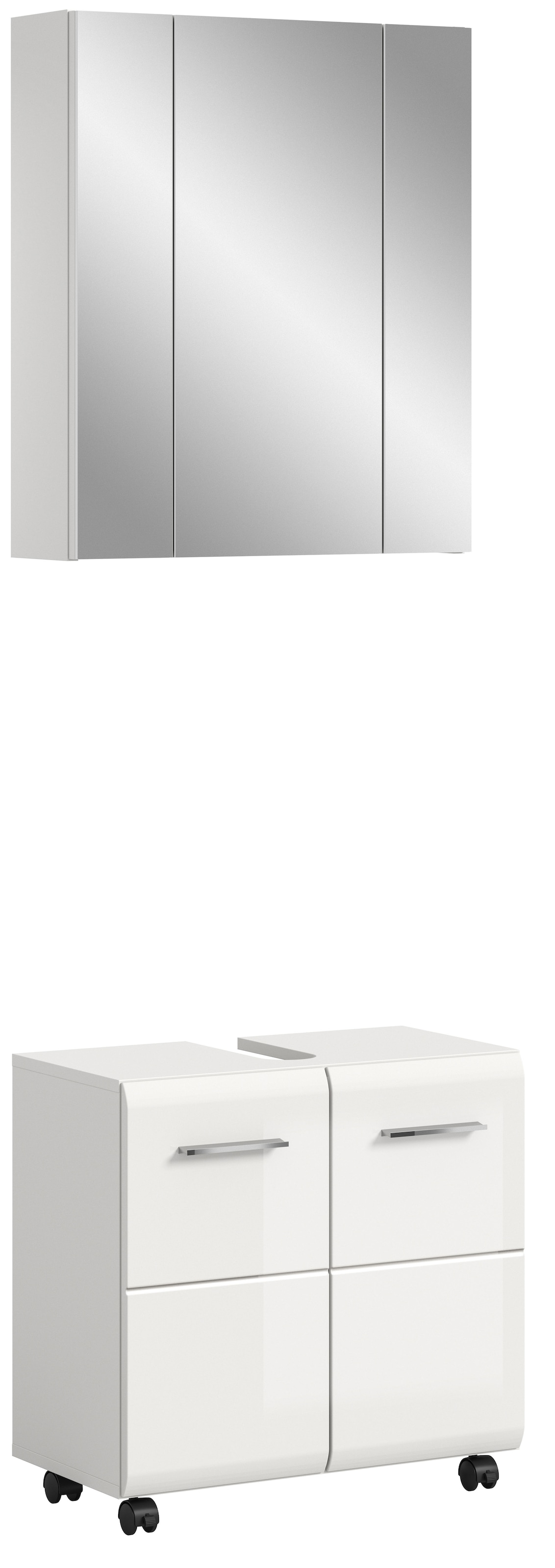 welltime Badmöbel-Set »FLORENZ, 2-tlg. Bad-Kombination, hochwertige MDF-Front« best. aus: 1 Spiegelschrank, 1 Waschbeckenunterschrank, 3 Stk. tlg.