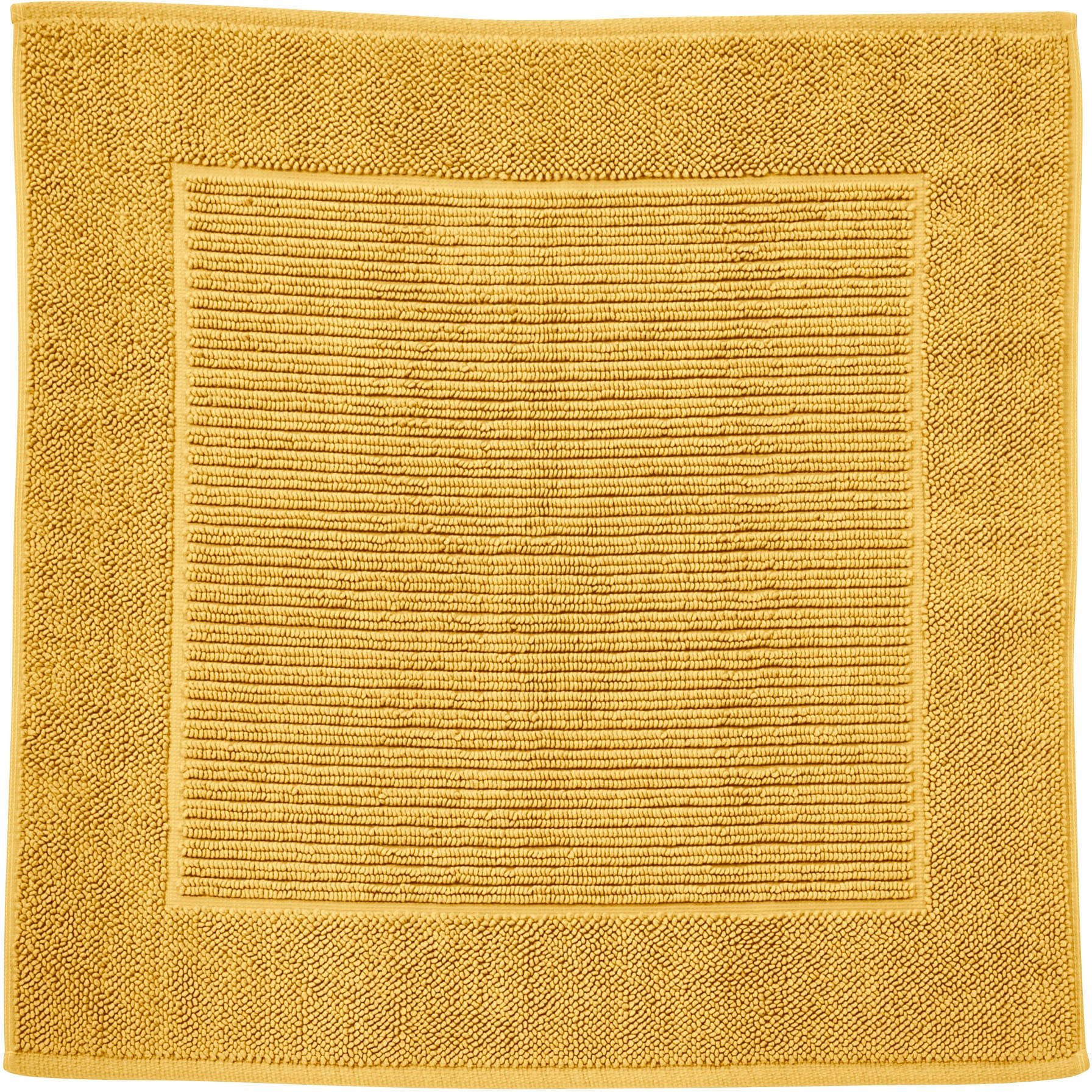 Badematte DONE., H:10mm, gold, Baumwolle, Badematten, "Damian", Badteppich, Uni-Farben, mit Bordüre, Hoch-Tief Effekt, reine Baumwolle