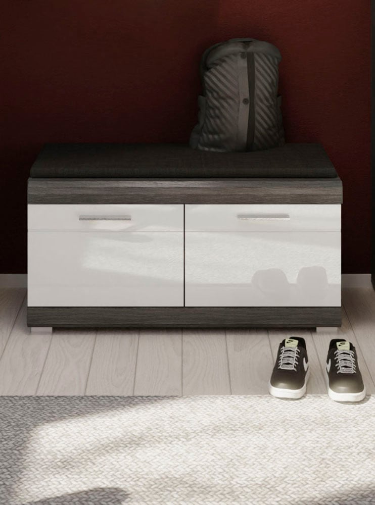 INOSIGN Sitzbank »Siena, Breite 90 cm, 2 Türen, 2 Einlegeböden, 4 Fächer«, (1 St.), Scout, Sitzbank Breite 90 cm, 2 Türen, 4 Fächer, Flur, Diele