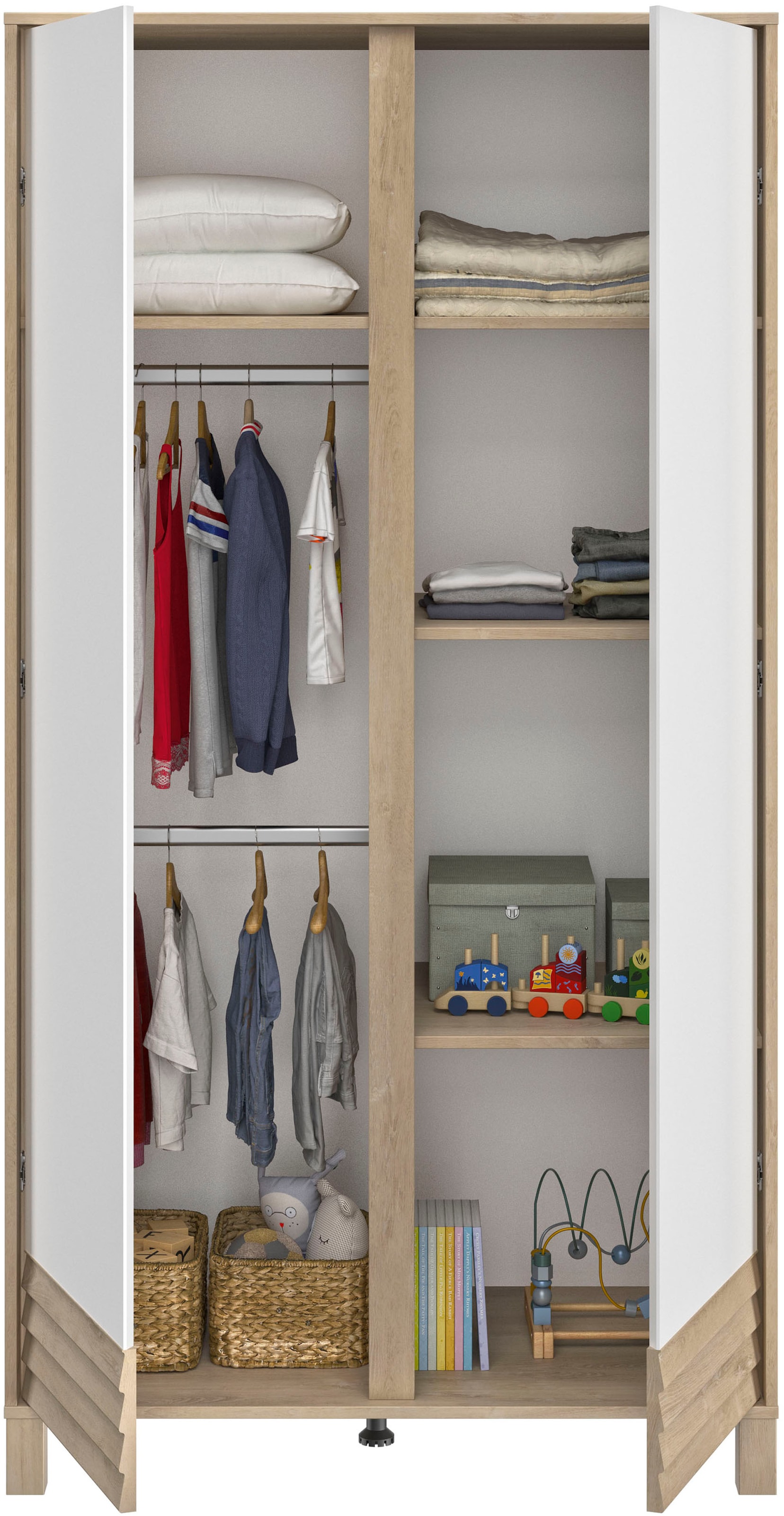 Gami Kleiderschrank »Achille Kleiderschrank mit 2 Türen« Voll ausgestatteter Kleiderschrank mit Kleiderstangen und Einlegeböden