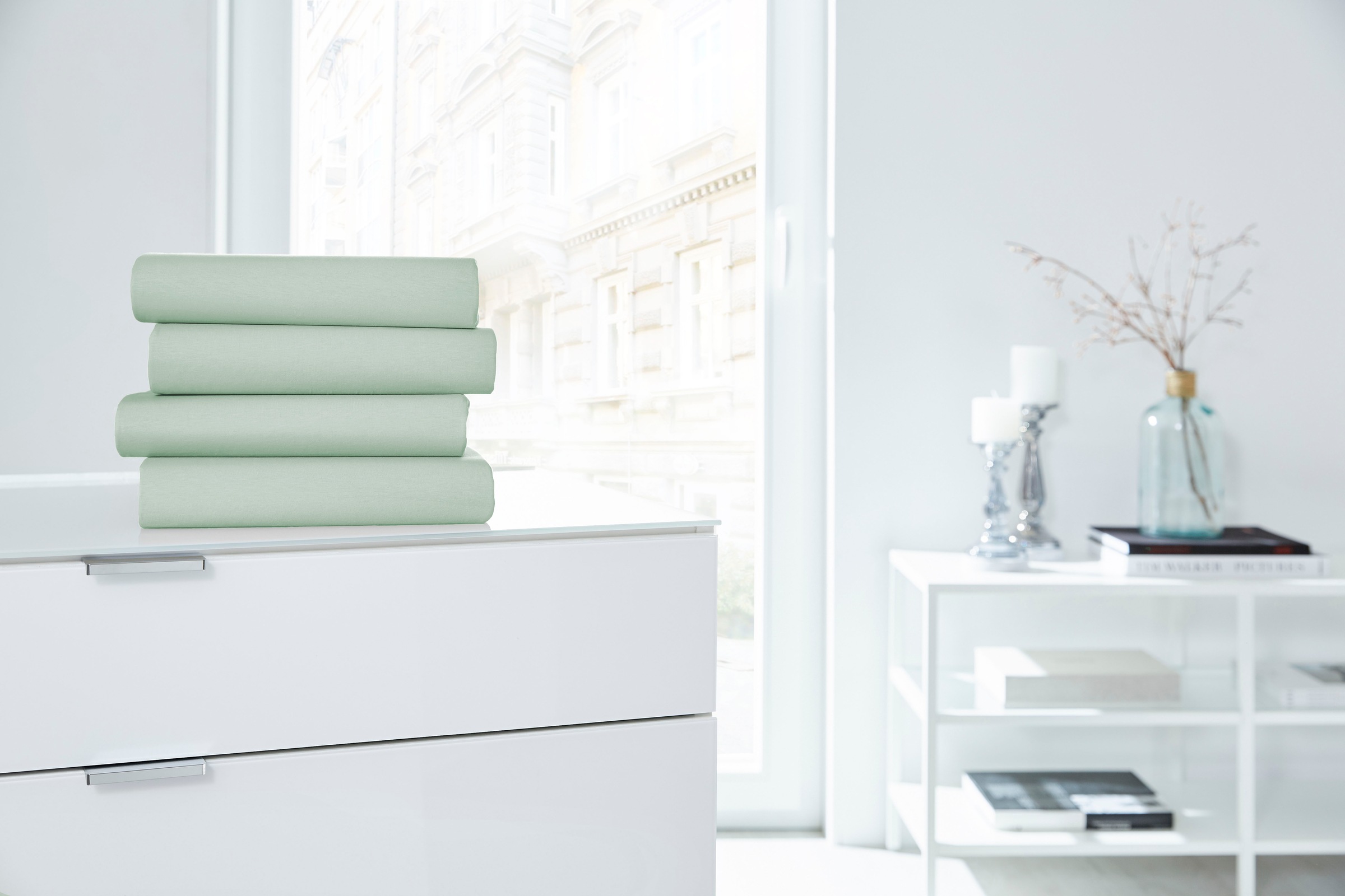 Thumbnail - Primera Spannbettlaken "Elasthan-Feinjersey" PREMIUM, aus 95% gekämmter Baumwolle und 5% Elasthan, bis 28 cm Höhe