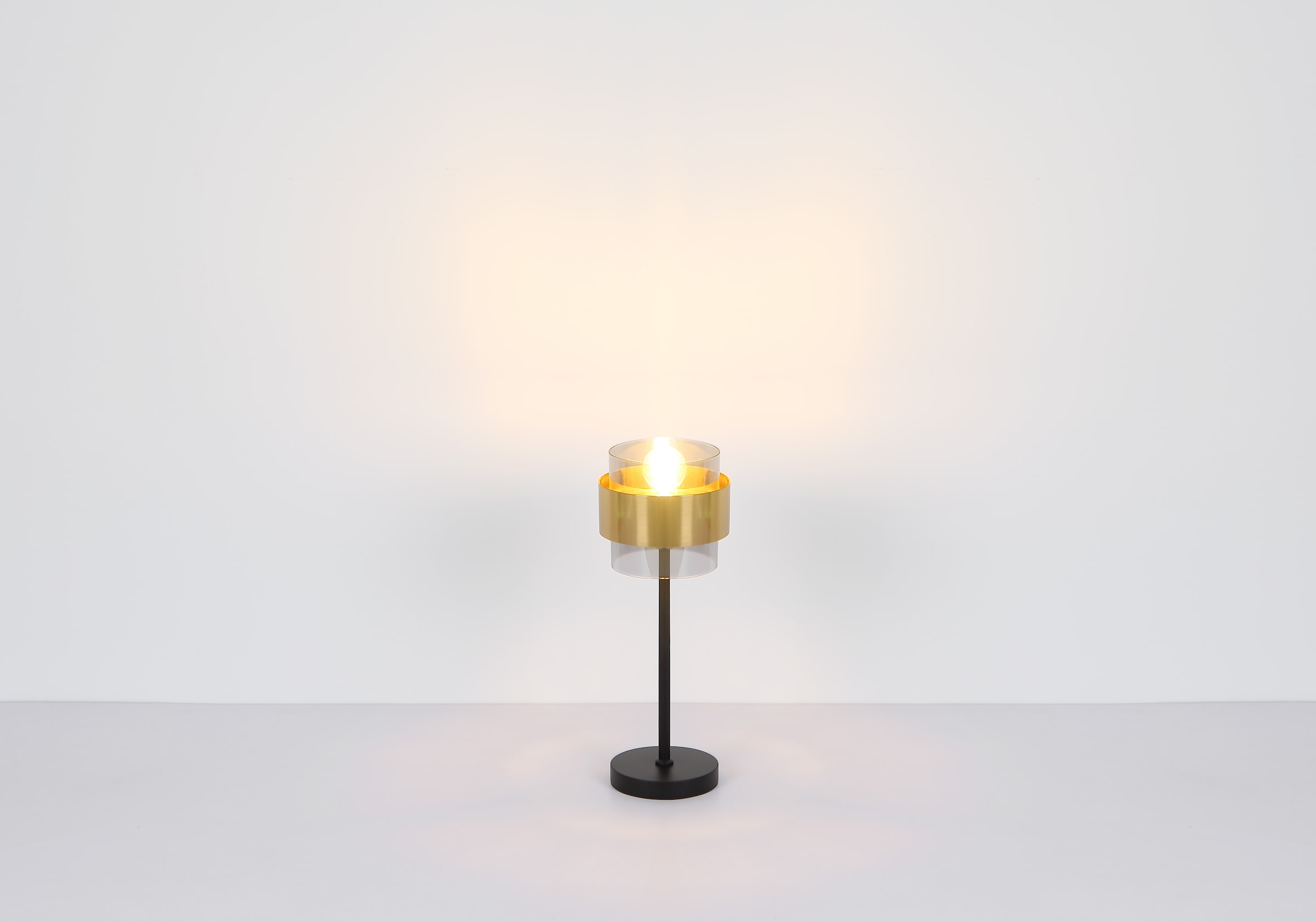 GLOBO LIGHTING Tischleuchte »MILLEY«, Leuchtmittel E27 | ohne Leuchtmittel, Tischlampe/Metall/Glas/Messingring/Schlafzimmer/Wohnzimmer