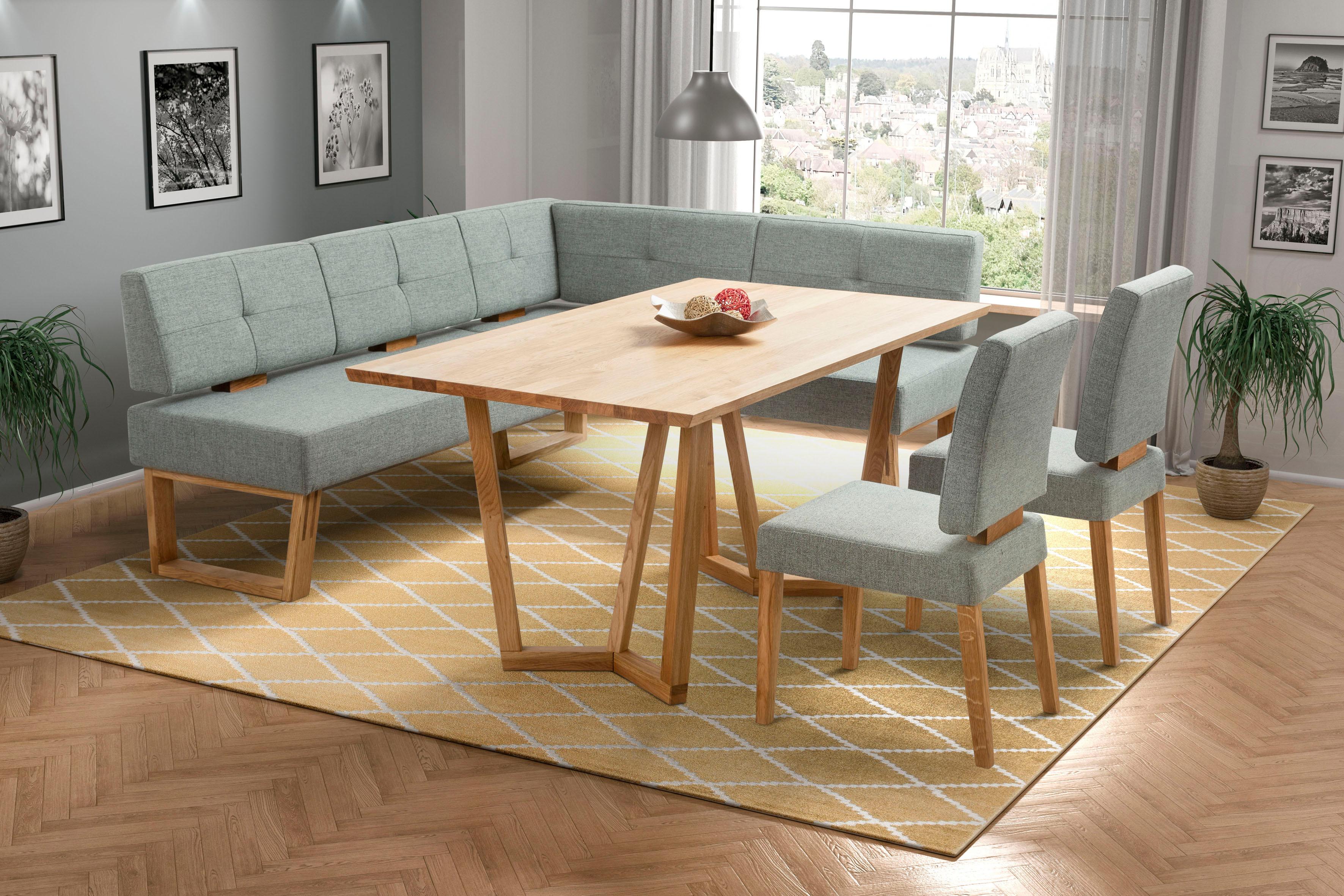 OTTO home Eckbankgruppe "Ponza Eckbank Küchenbank" Set, 4 Stk. tlg. Sitzgruppe Esszimmer Stühle Tisch und Bank bequem gepolstert