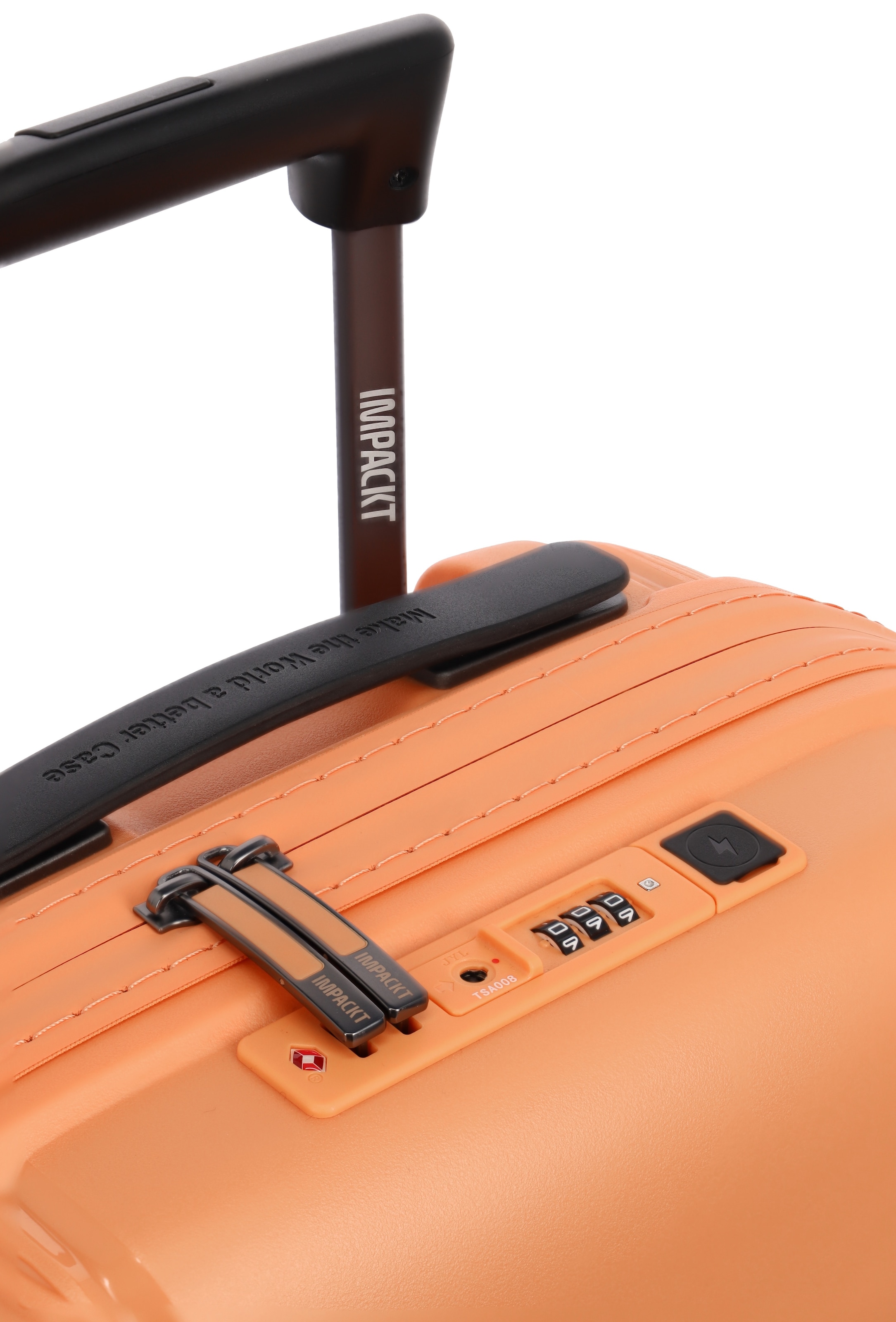 IMPACKT Hartschalen-Trolley »IP1, verschiedene Größen und Farben« 38 l 4 Rollen Hartschalen-Koffer vegan Koffer Reisegepäck USB-Port TSA Zahlenschloss