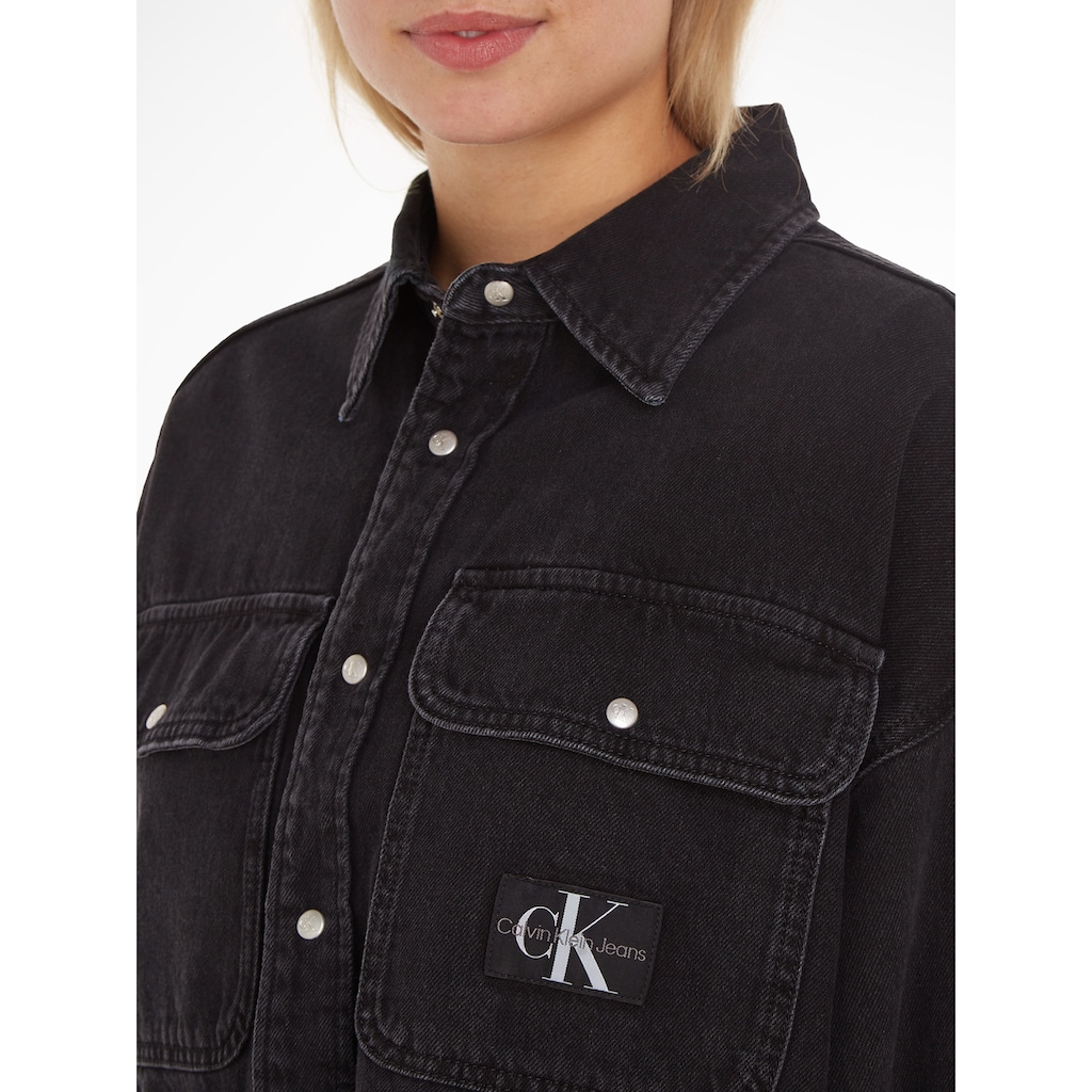 Calvin Klein Jeans Jeansbluse »OVERSIZED CROP ROUNDED HEM SHIRT«