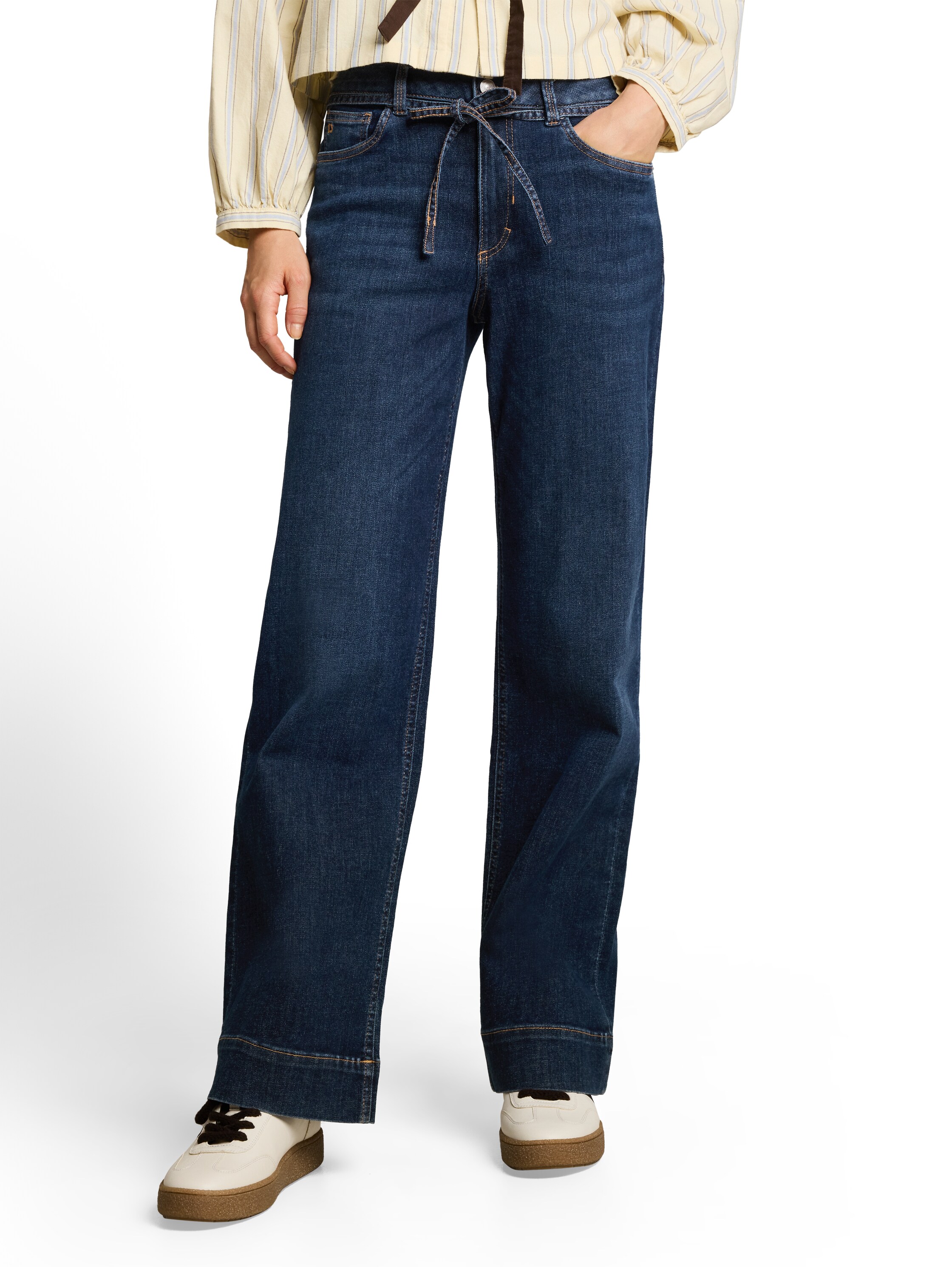 TOM TAILOR Denim Weite Jeans mit Stretch / Denim-Bindeband / Wide