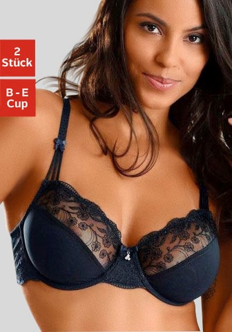 Nuance by Lascana Bügel-BH Packung, mit Stickereispitze, als Dessous-Set kombinierbar, große Größen