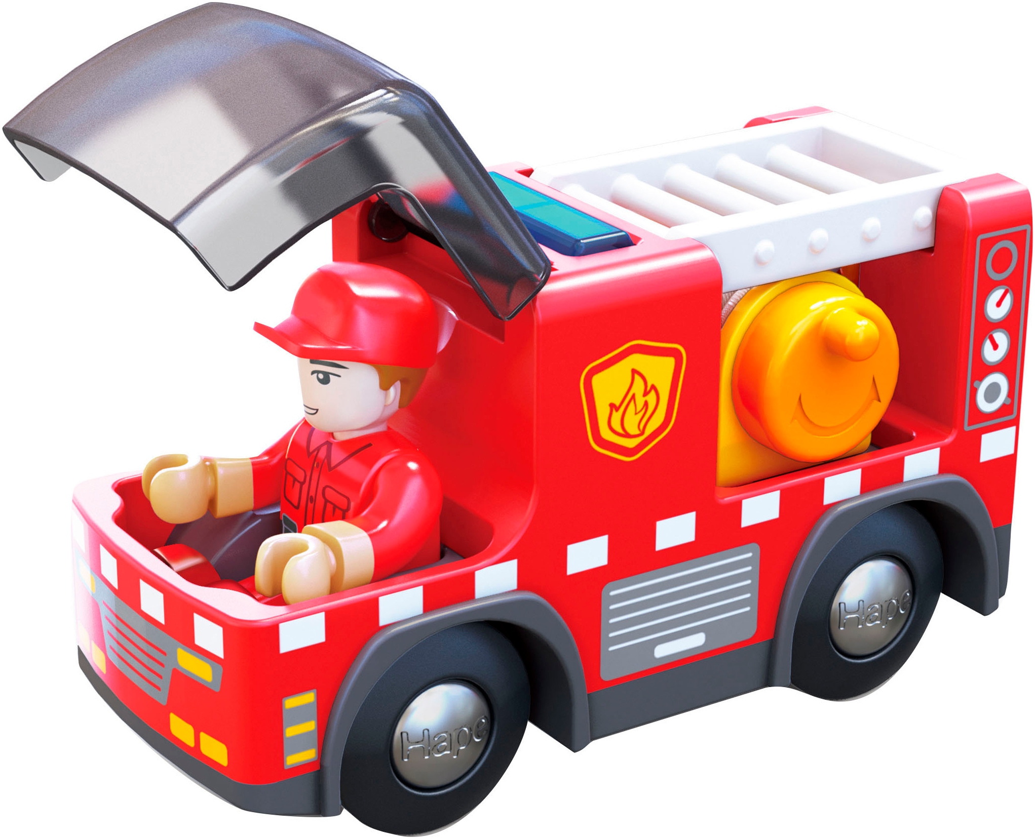Hape Spielzeug-Feuerwehr »Feuerwehrauto mit Sirene«, mit Licht und Sound