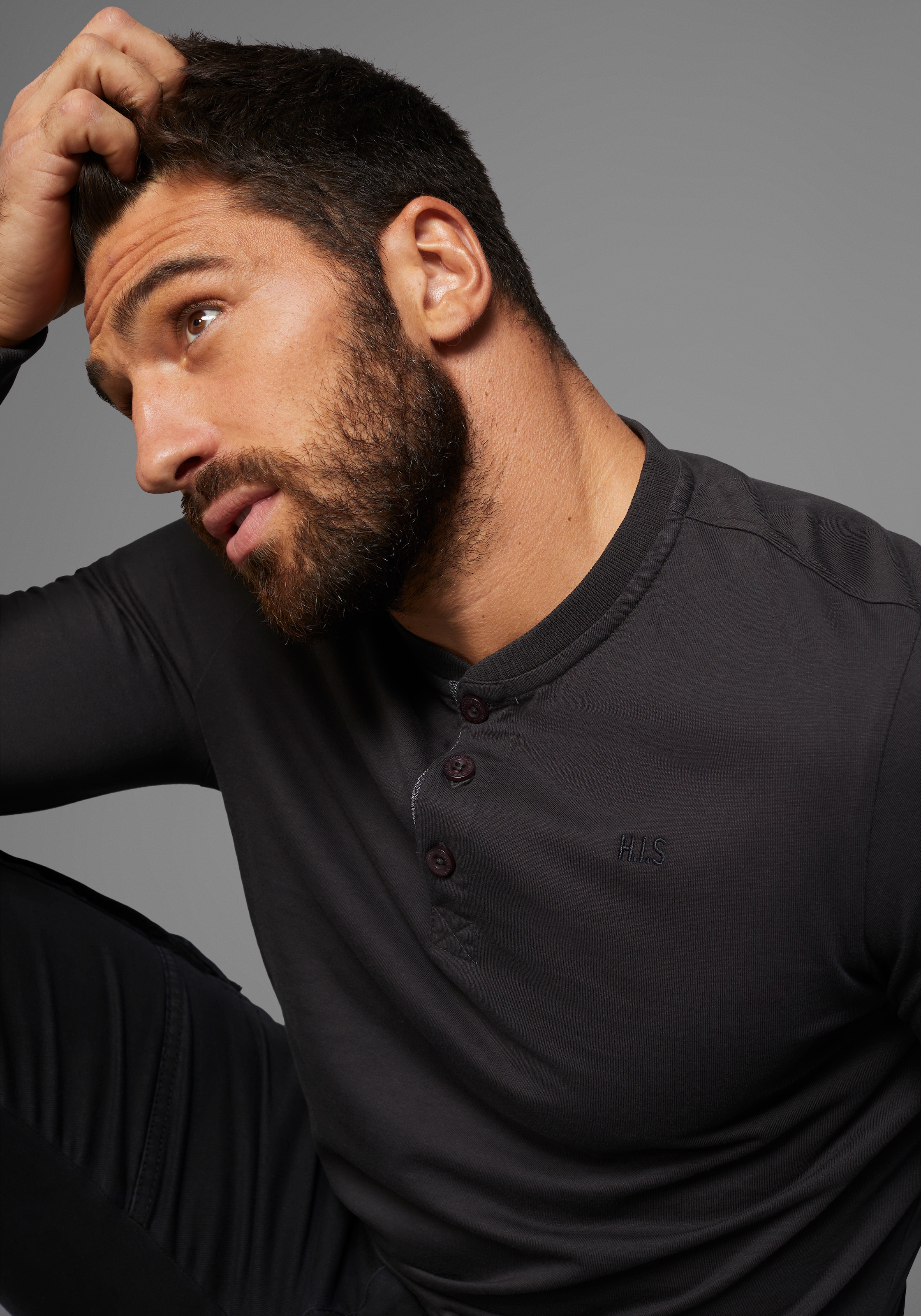H.I.S Henleyshirt, mit Knopfleiste - NEUE KOLLEKTION