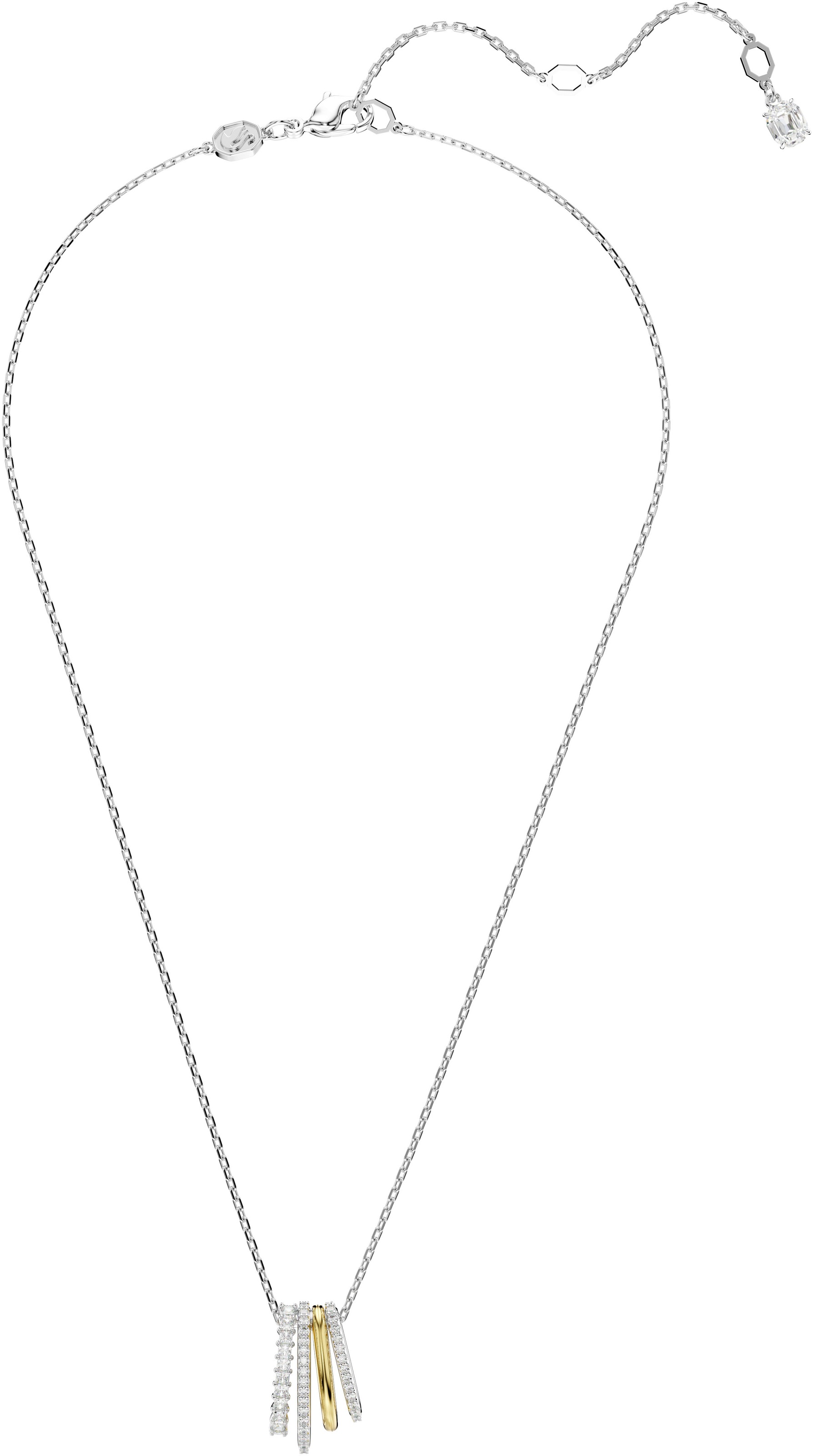 Kette mit Anhänger SWAROVSKI "Schmuck Geschenk Halskette Hyperbola", gold (metallfarben, gelbgoldfarben, kristallweiß), Halsketten, Damen, Metall, L: 45, mit Swarovski Kristall 3