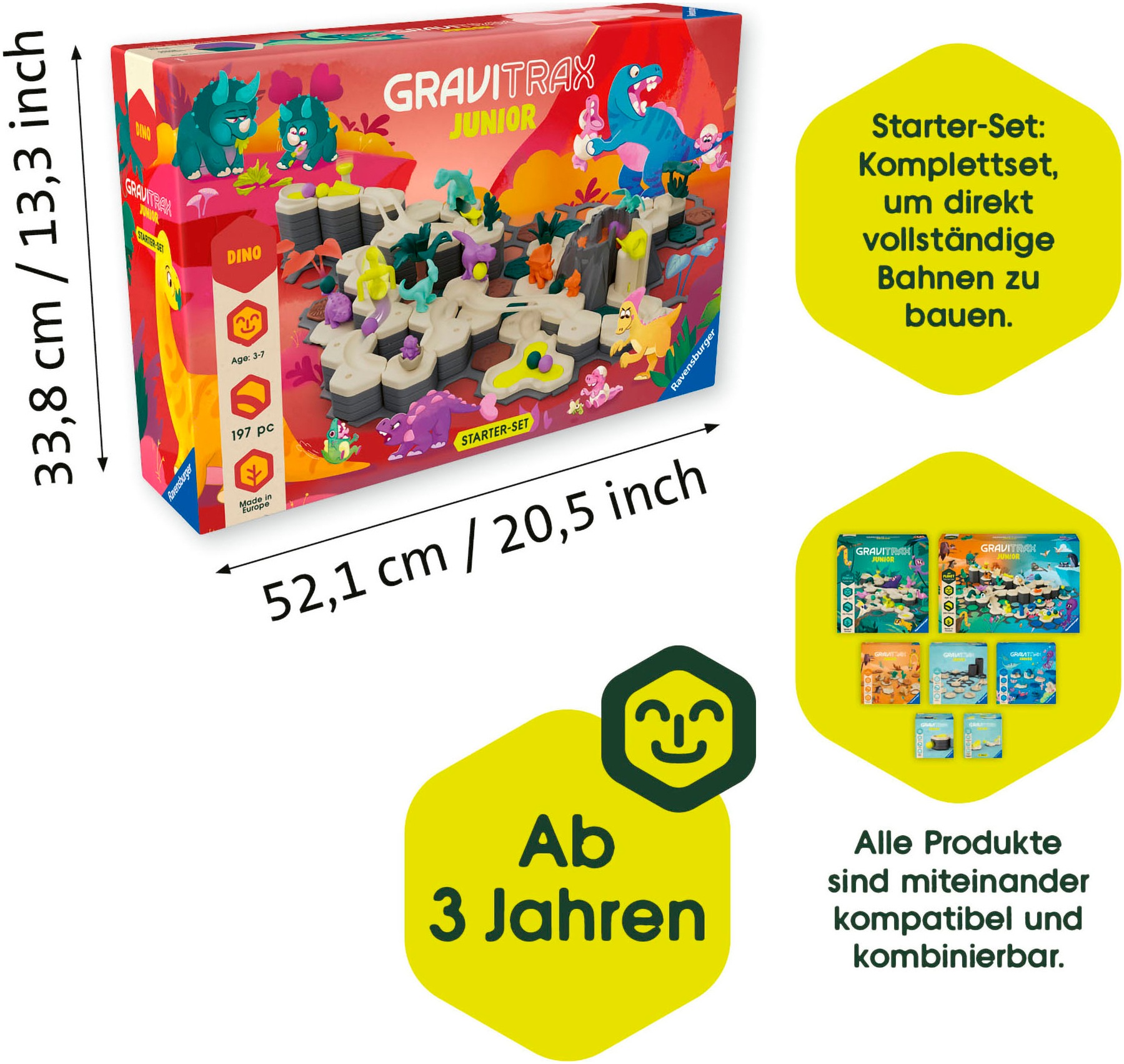 Ravensburger Kugelbahn-Bausatz »GraviTrax Junior Starter-Set XXL Dino«, Made in Europe