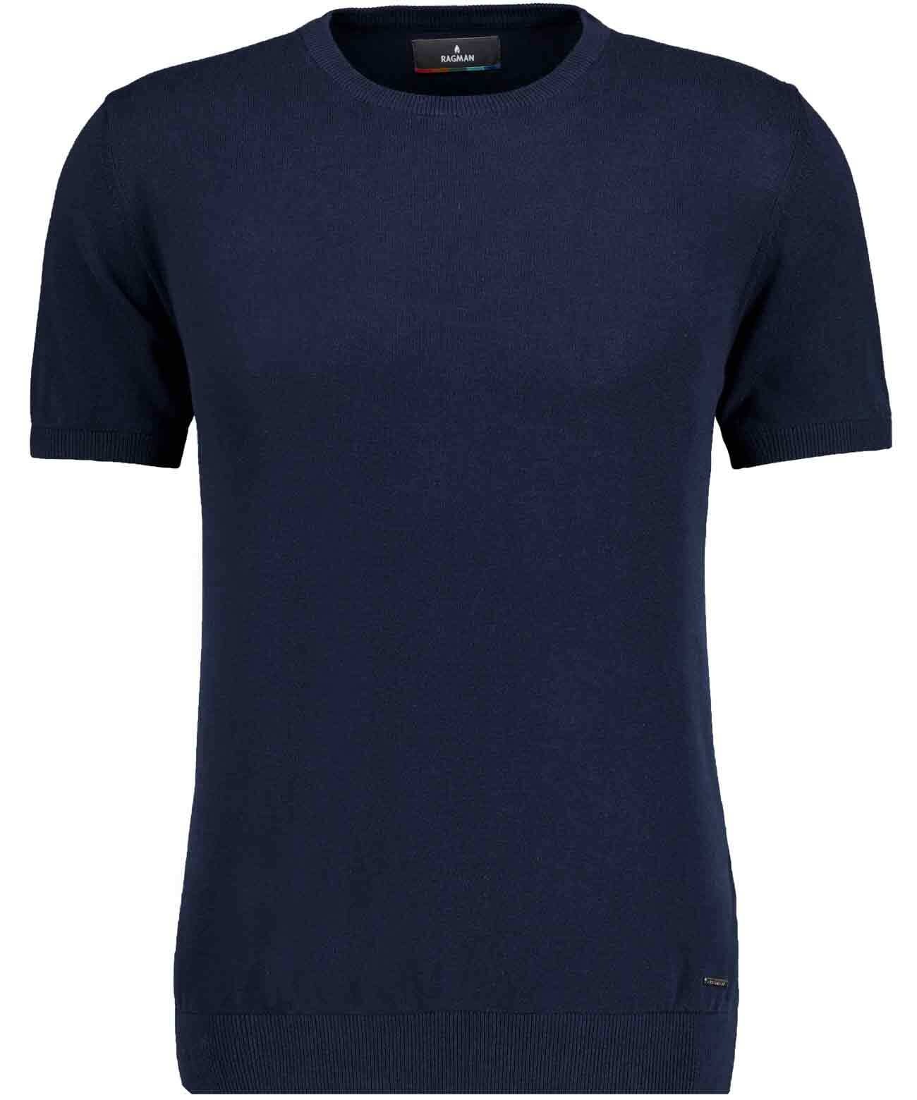 RAGMAN Herren Rundhalspullovermarineblau, Gr. L, 100% Baumwolle, Pullover