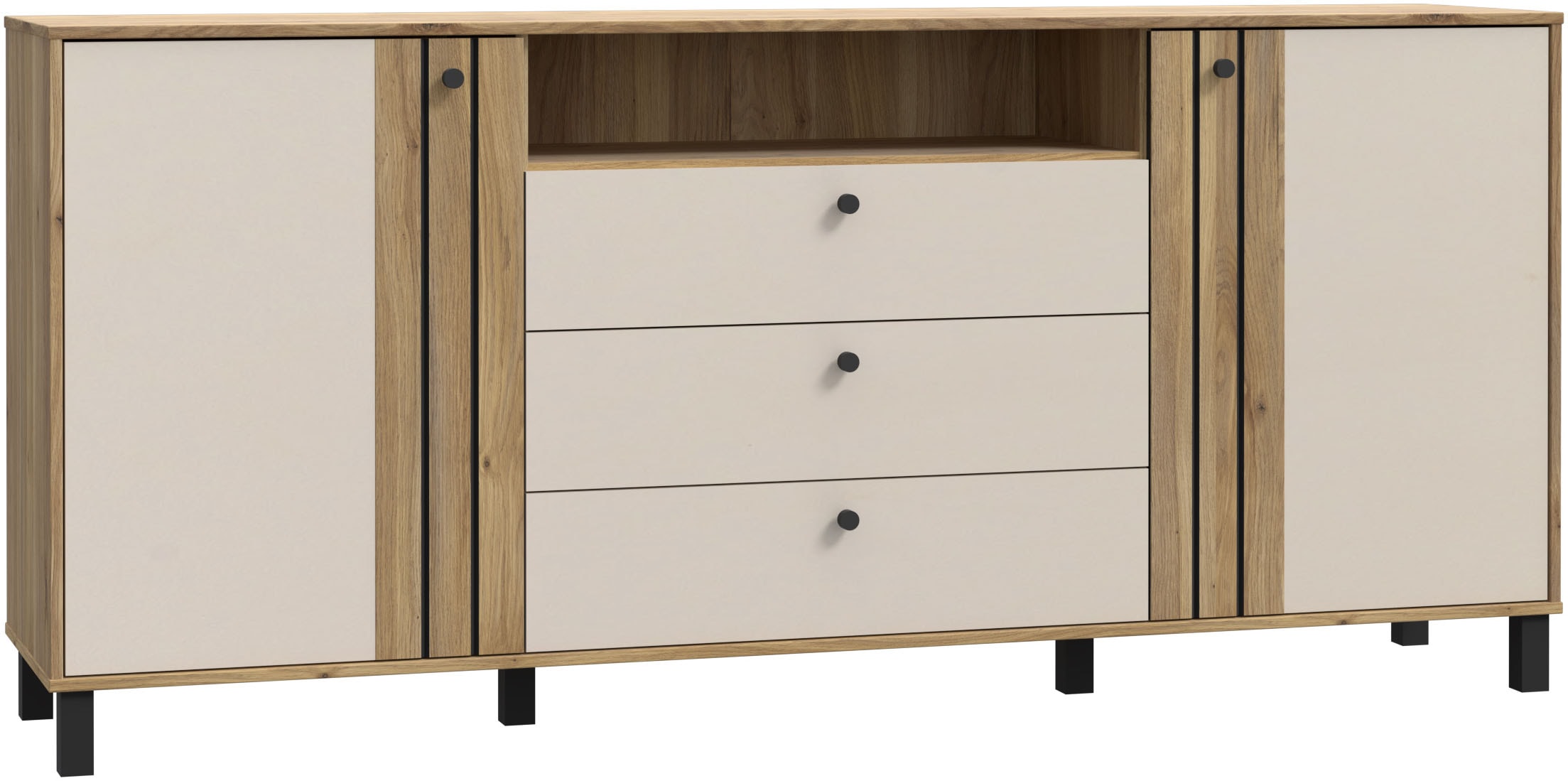 FORTE Sideboard »Killarney«, großes Sideboard, Stauraum, Soft Close, Metallgriffe