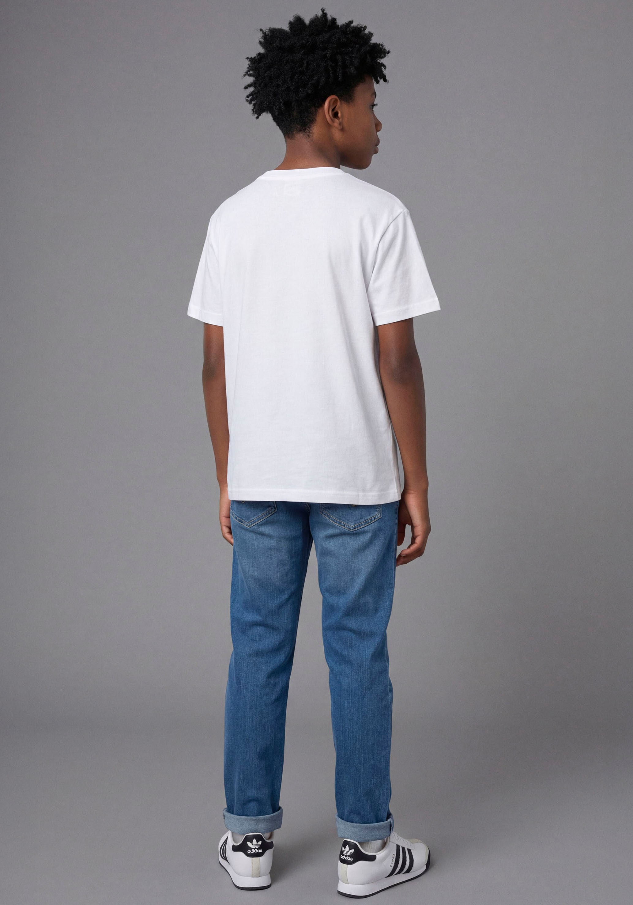 H.I.S T-Shirt »2er Pack T-Shirts mit Logodrucken für Jungen« Packung, 2, 2 tlg. Basic Schnitt, kurze Ärmel, bedruckte Optik, Logodrucke