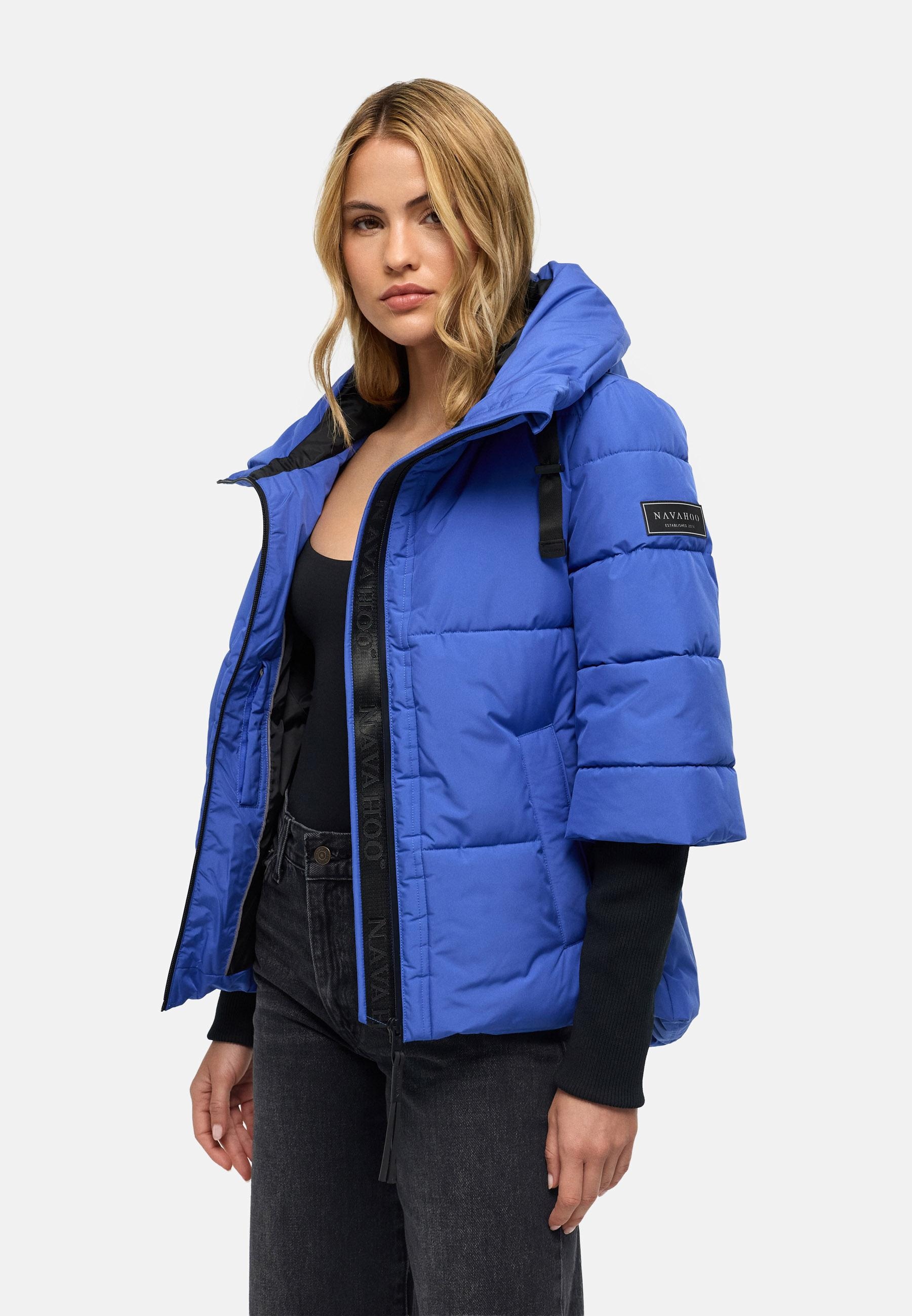 Navahoo Steppjacke »Lotusherz XIV« mit Kapuze Warme gesteppte Winterjacke mit Rippstrickärmeln