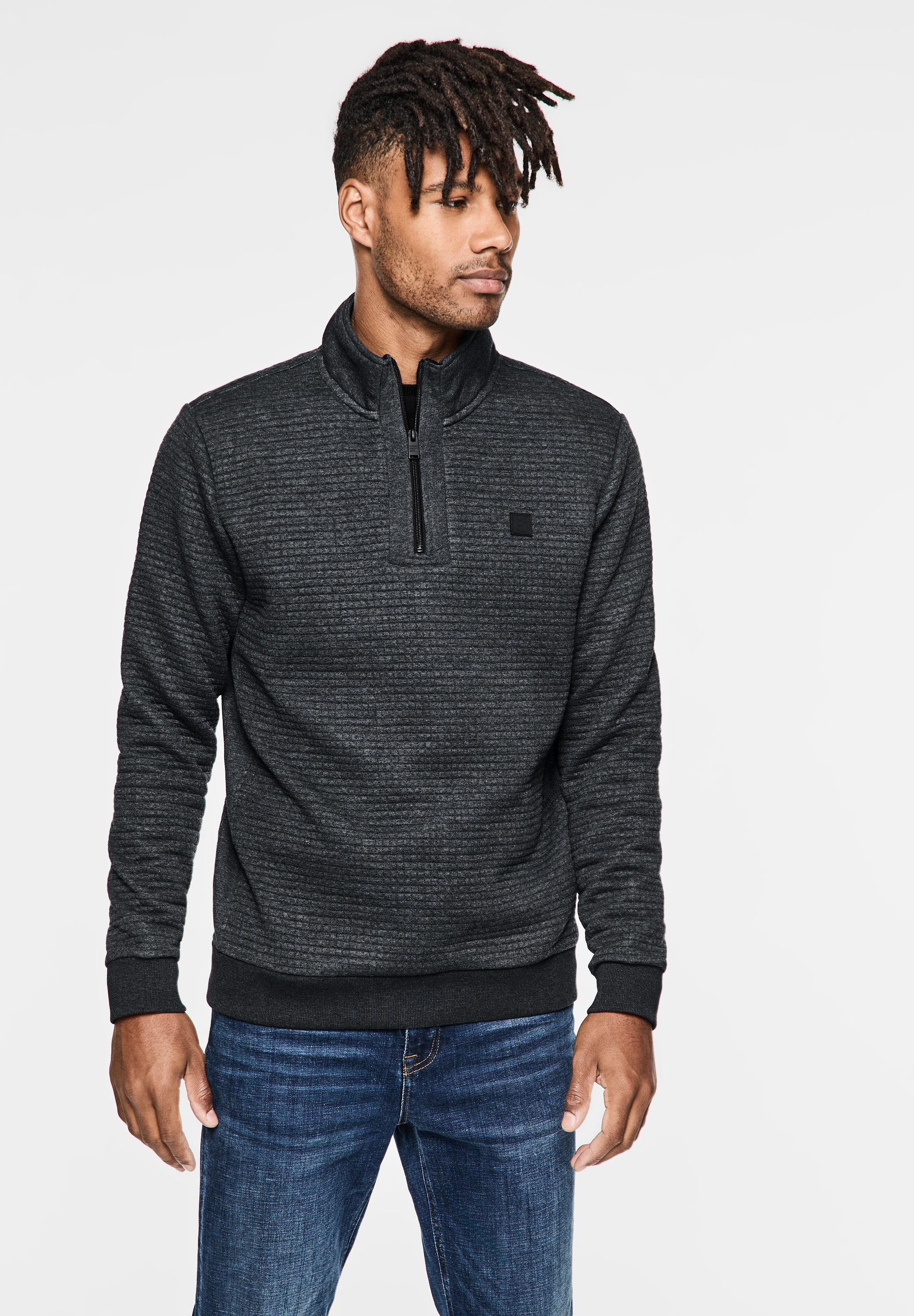 STREET ONE MEN Sweatshirt, mit Stehkragen
