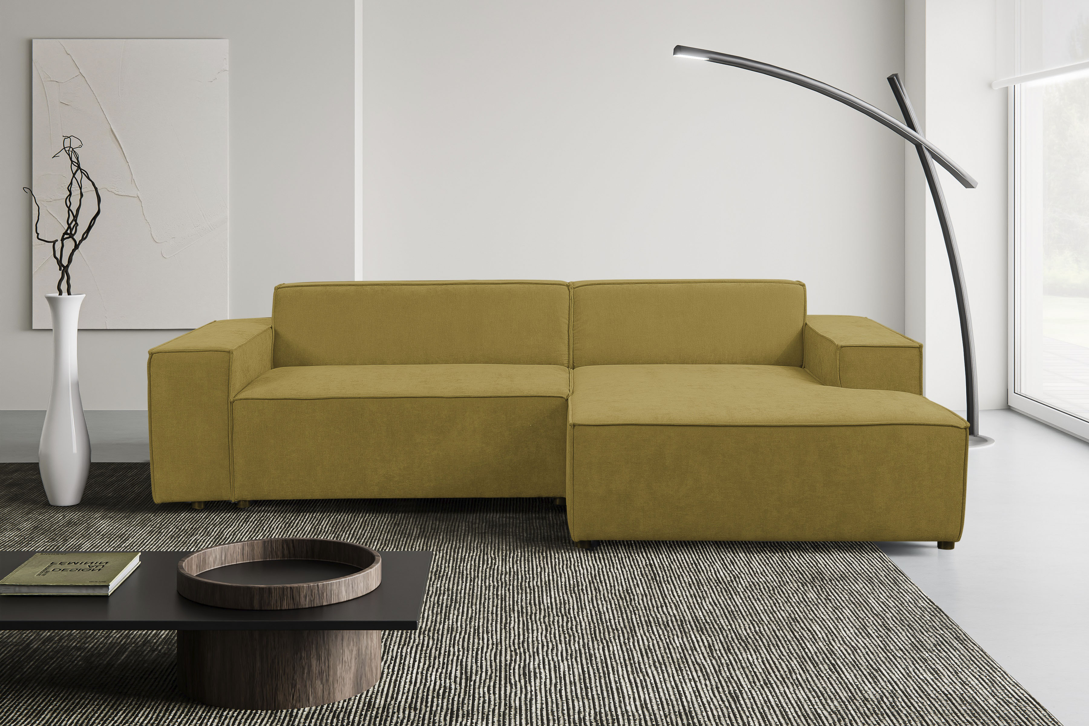 WERK2 Ecksofa "Trento 268 x 163 cm modern und bequem" Chenille, L-Form, extra weiche und tiefe Sitzfläche