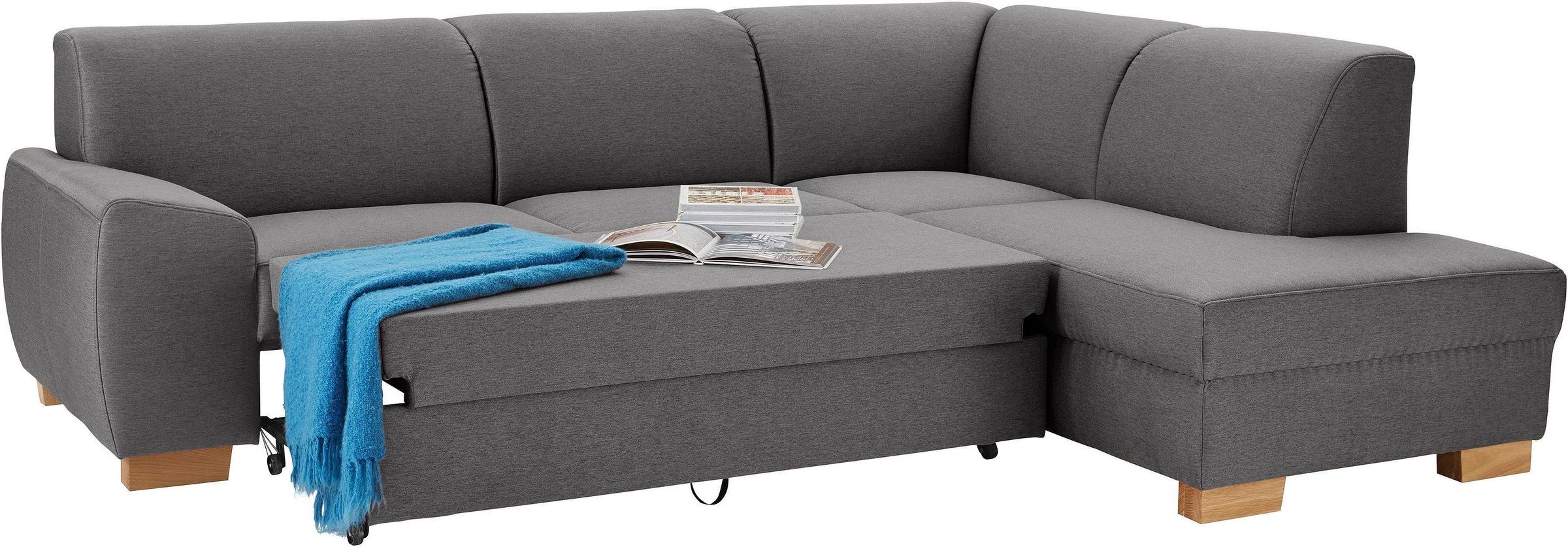 Ecksofa DOMO COLLECTION "Incanto kubische Formensprache, komfortabel, L-Form", grau, B:260cm H:81cm T:195cm, Sofas, Ecksofa, wahlweise mit Bettfunktion 7