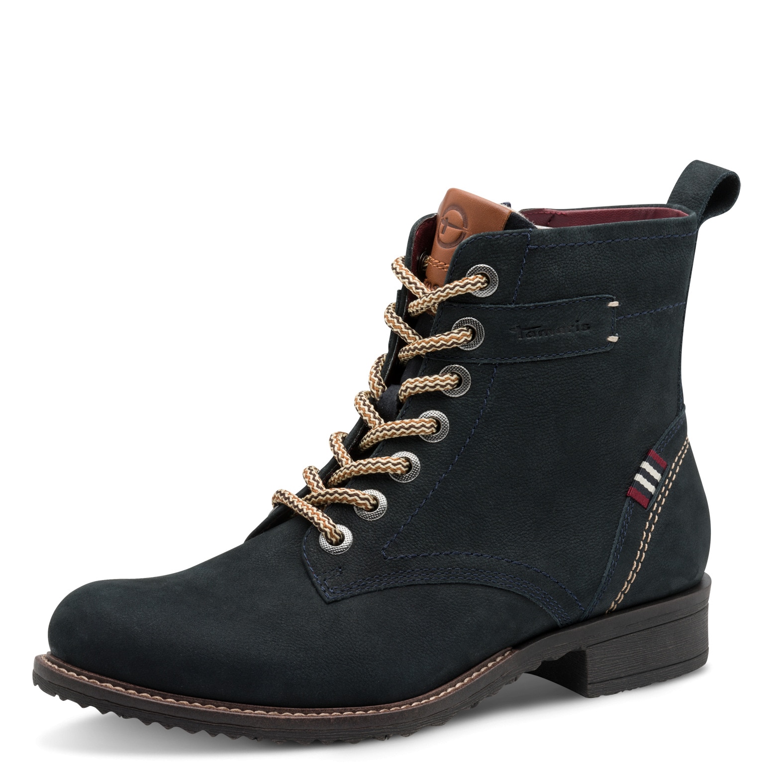 Tamaris Schnürboots, Blockabsatz, Schnürstiefelette, Kontrastnaht an der Fe günstig online kaufen