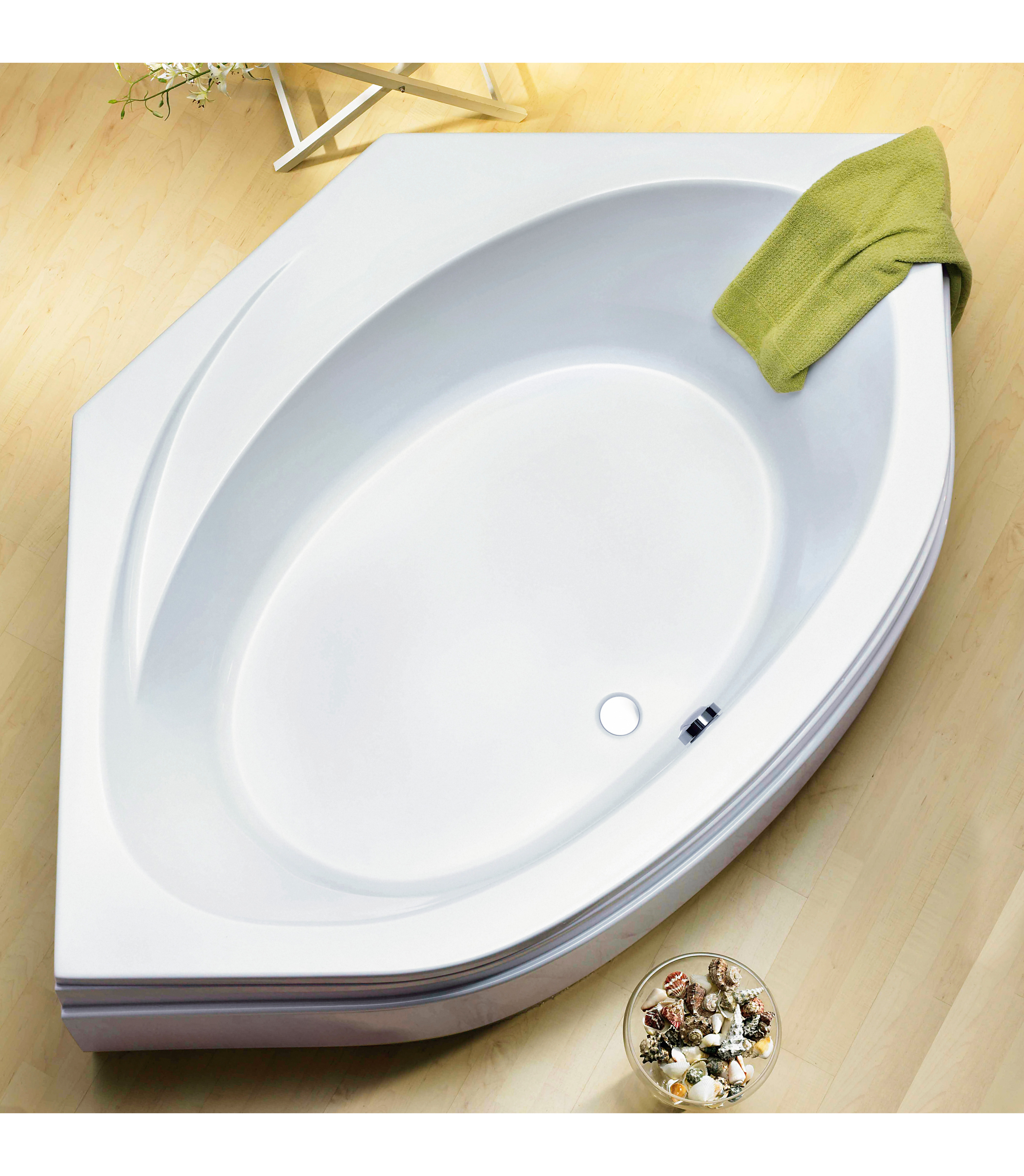 Eckwanne OTTOFOND, B:150cm H:58cm L:150cm T:150cm, weiß, Sanitäracryl, Badewannen, "Canary", mit Wannenträger