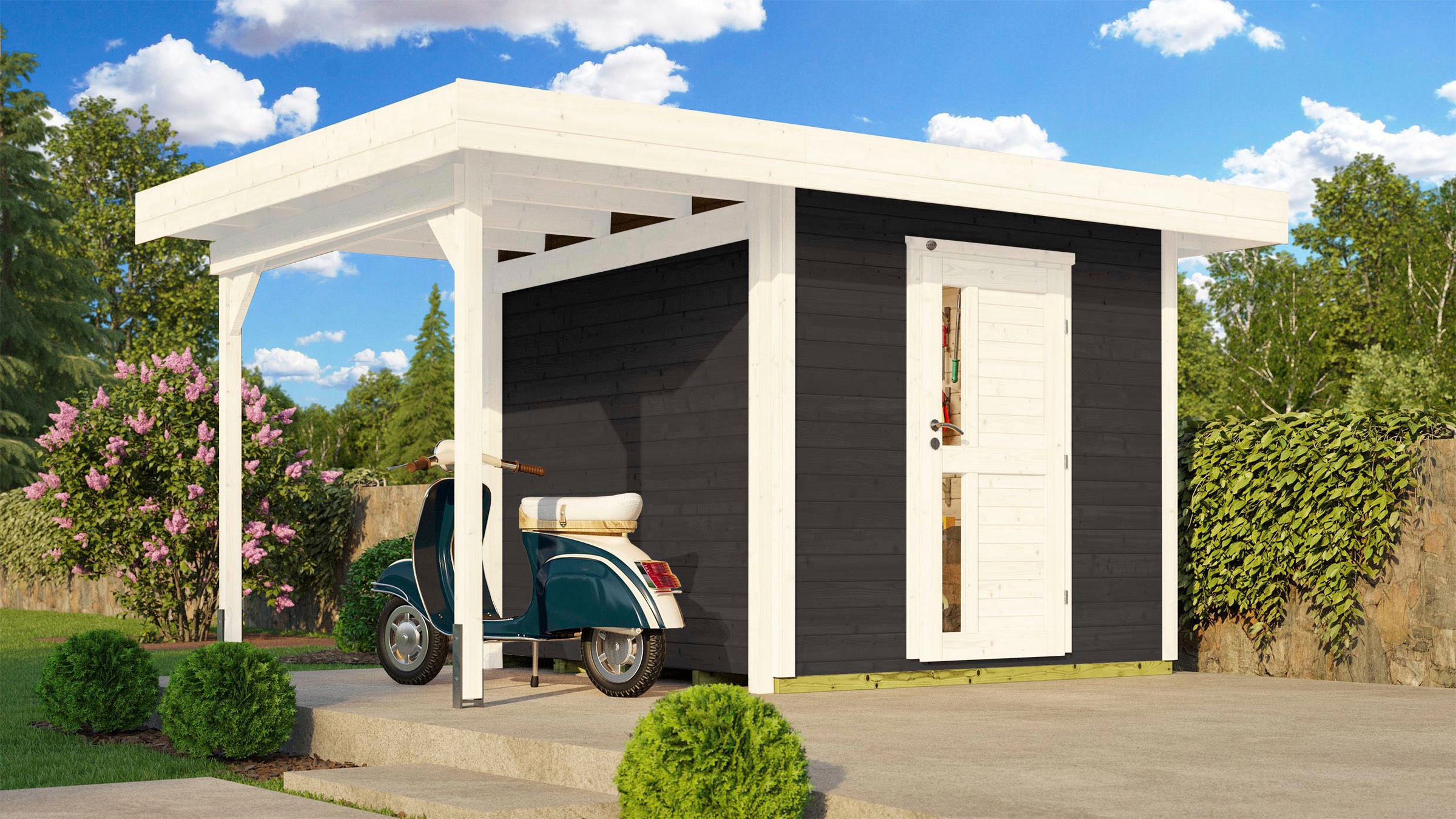 weka Gartenhaus »Designhaus 172 A«, (Set), mit Anbaudach
