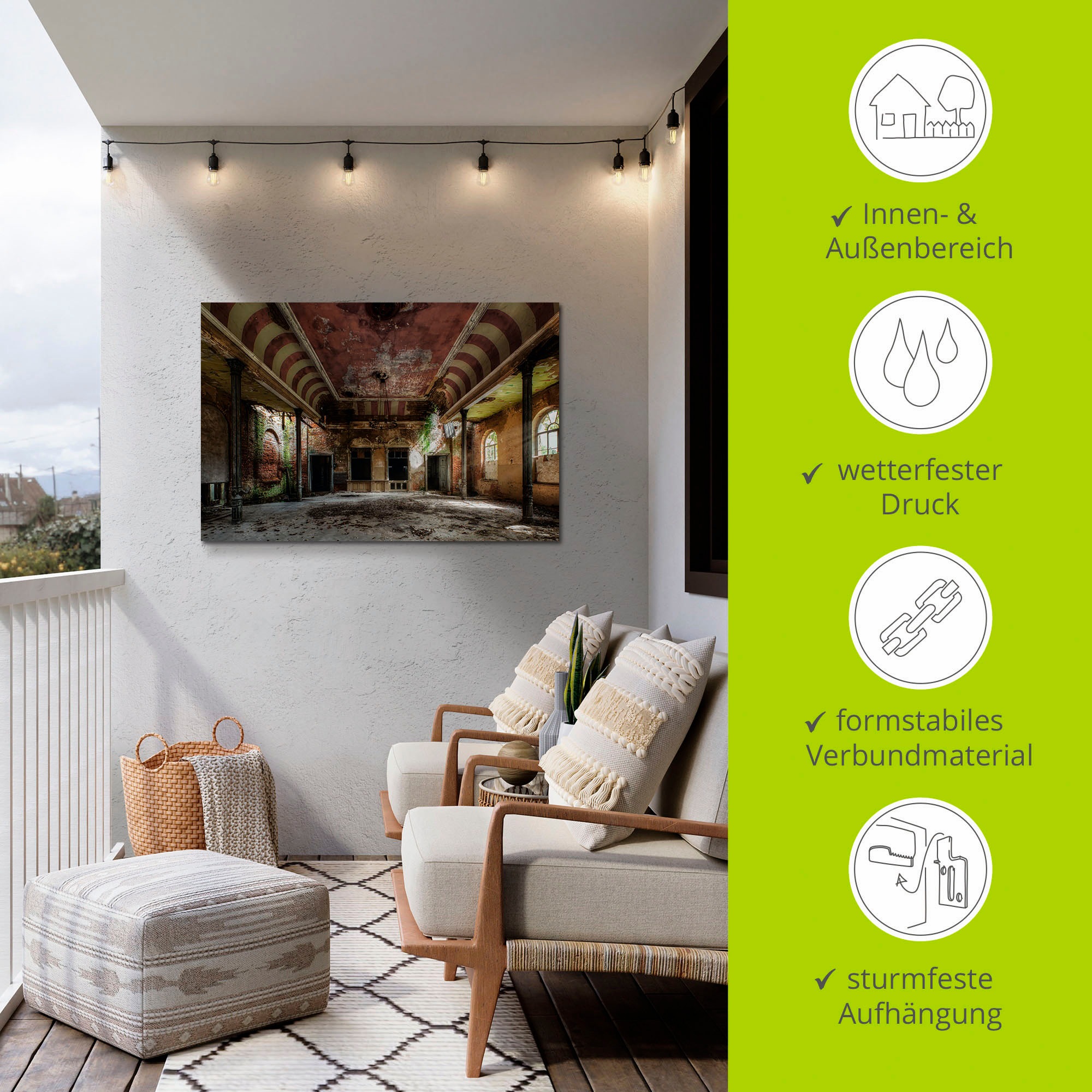 Artland Wandbild »Verlassener Ort - Ballsaal«, Gebäude, (1 St.), als Alubild, Outdoorbild, Leinwandbild, Poster, Wandaufkleber