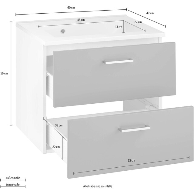 HELD MÖBEL Waschbeckenunterschrank »Ribera«, Badmöbel, Waschtisch inkl.  Waschbecken, Breite 60 cm bestellen | BAUR