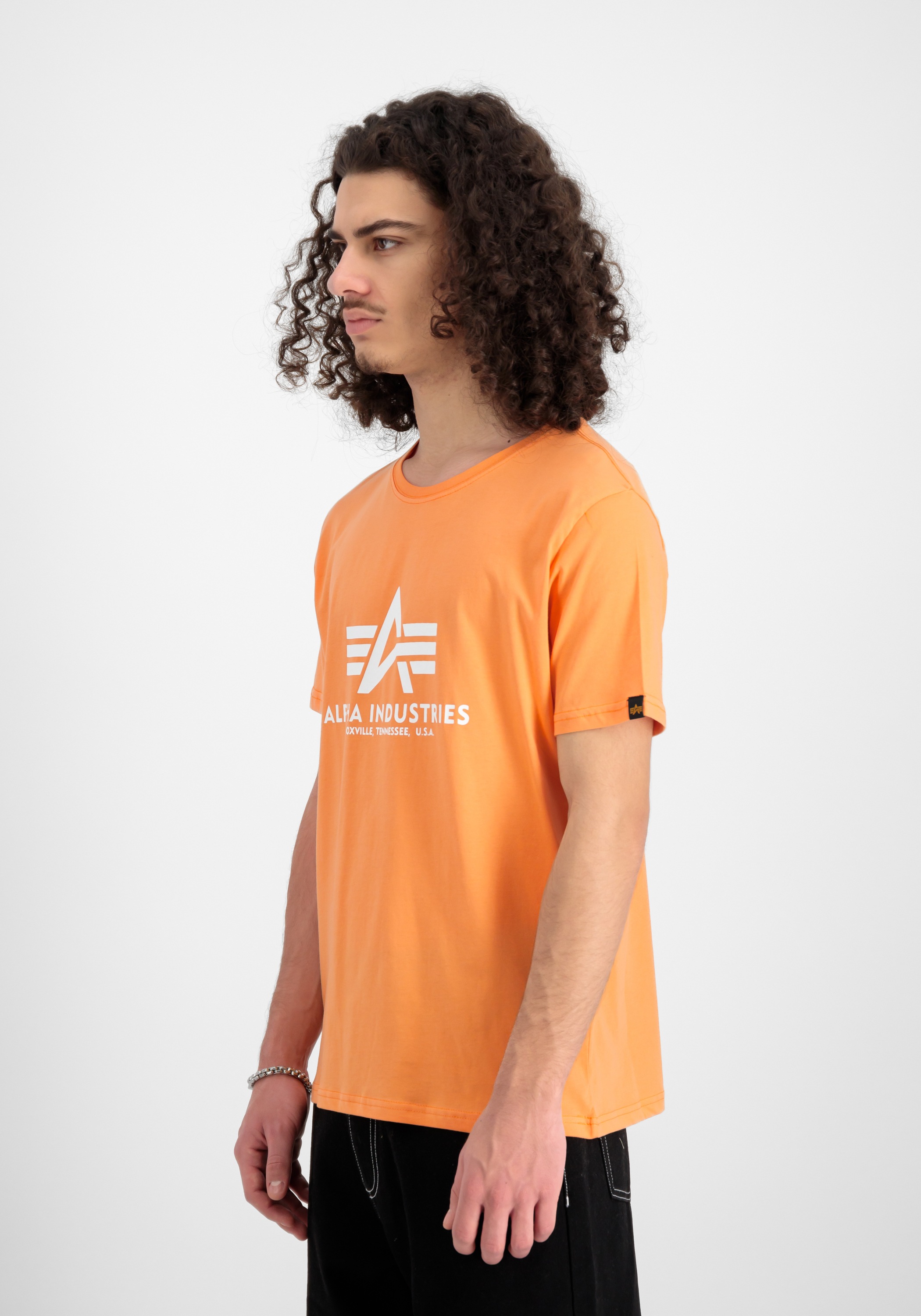 T-Shirt ALPHA INDUSTRIES "Basic T-Shirt BL", Herren, Gr. XS, orange (tangerine), Obermaterial: 100% Baumwolle, Shirts T-Shirt