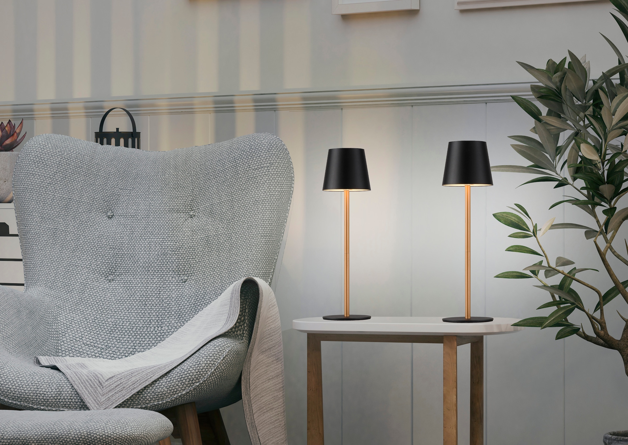 JUST LIGHT LED Tischleuchte »EURIA, 2er Set« LED-Board 2 Stk. Warmweiß LED Akku Tischlampe