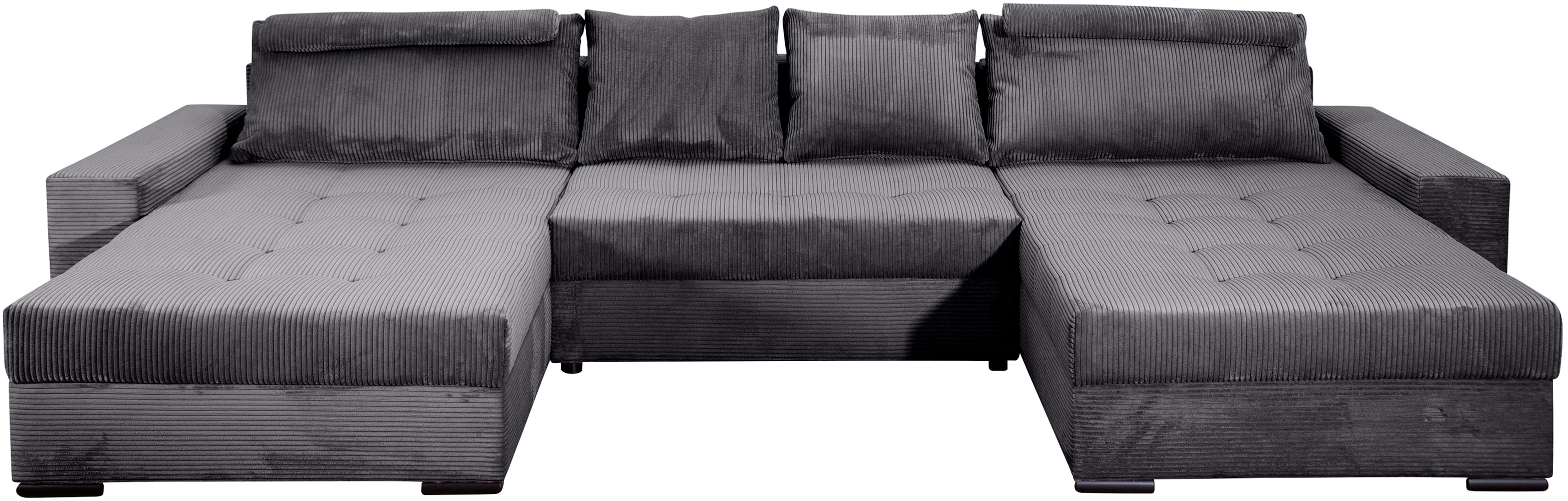 COLLECTION AB 1100000002199 "Josy XXXL-Relax U-Form, B: 352 cm" Schlaffunktion, Bettkasten & 2 Nackenkissen, Federkern