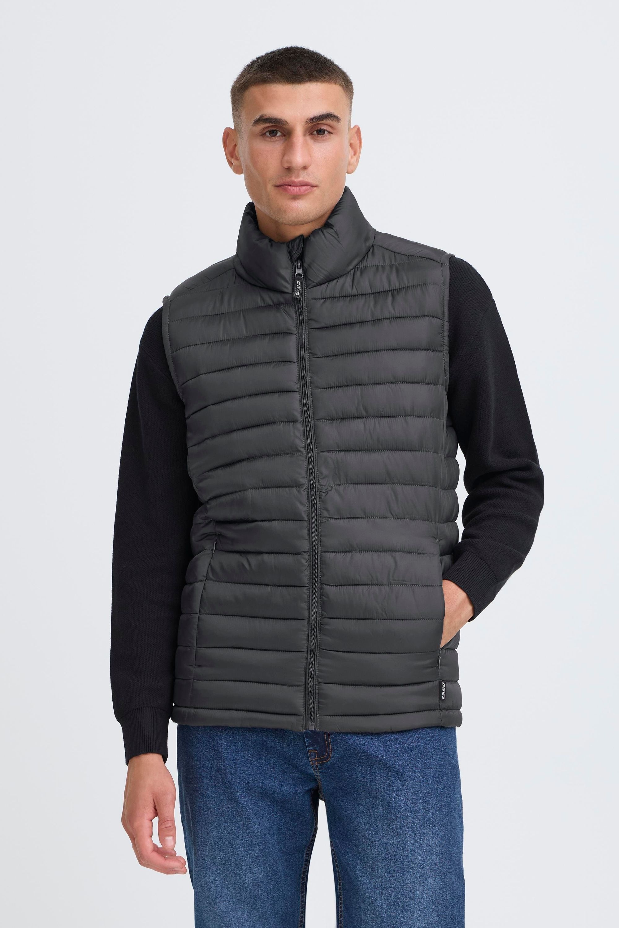 Steppweste BLEND "BHMRomic", Herren, Gr. 3XL, forged iron, 100% Polyester, unifarben, Basic, normal normal, Westen Steppweste, Stilvolle Basic Steppweste mit Taschen 2