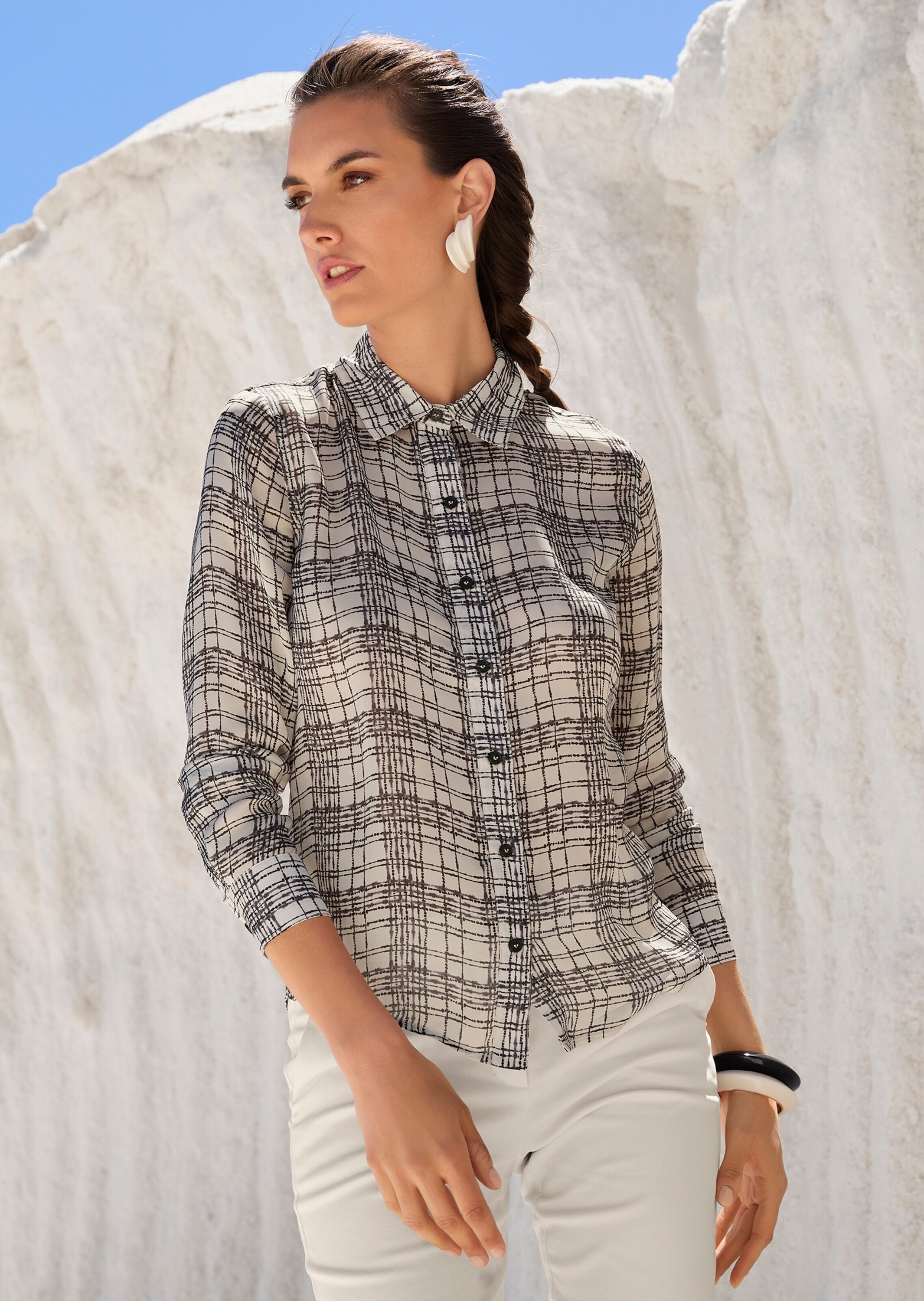 MADELEINE Hemdbluse »Bluse Hemdbluse mit Unikat-Print«