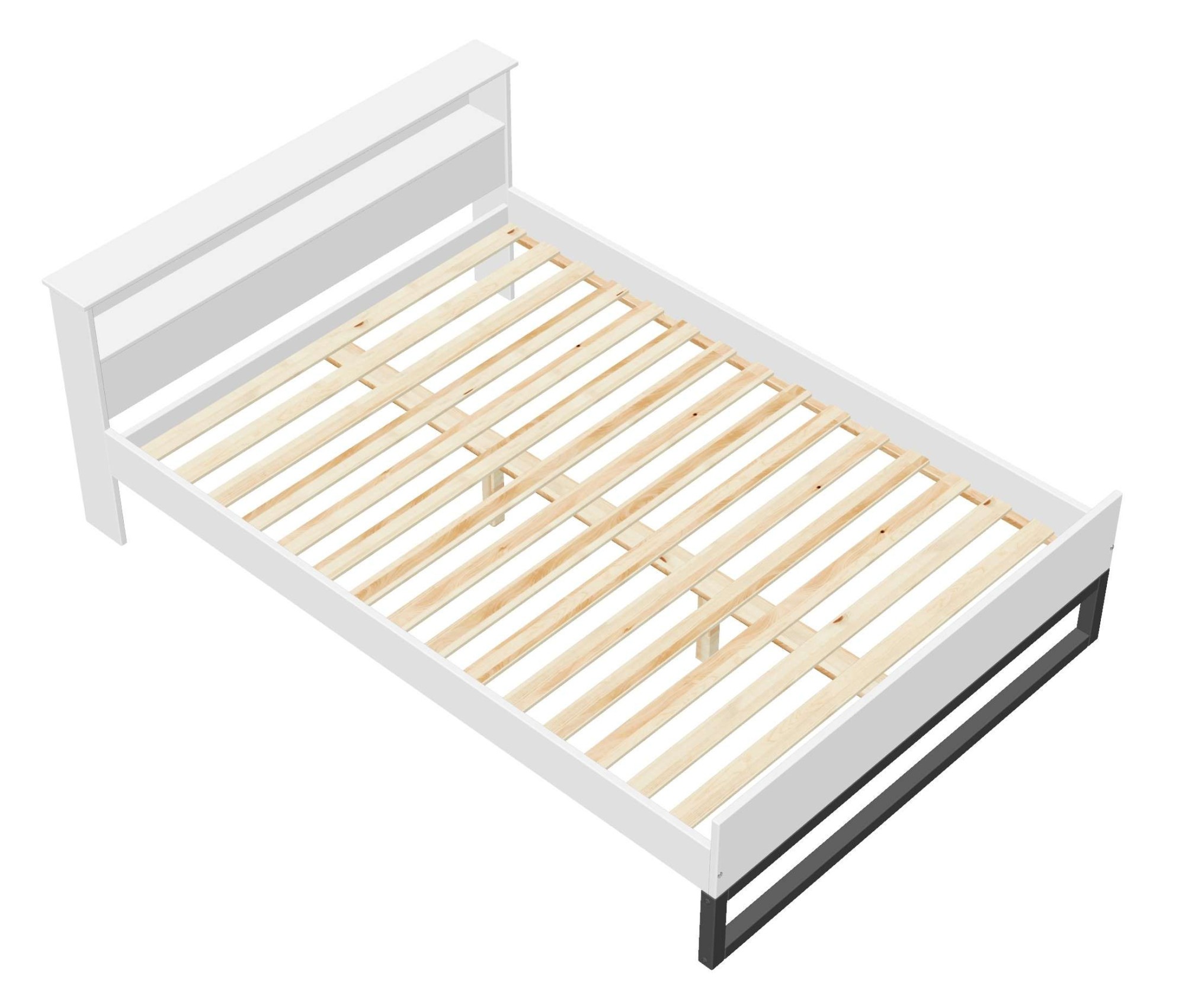 OTTO home Massivholzbett »Pannor, Industrial Design mit Regal, Lattenrost inklusive« Breite Liegefläche 140 oder 180cm,  Kufengestell, bis 200 kg belastbar, FSC-zertifiziert, Made in EU