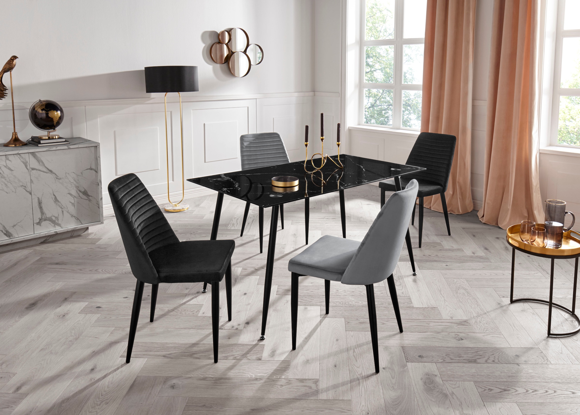 Home affaire Glastisch »Julia«, Breite 140 cm, in Marmor-Optik