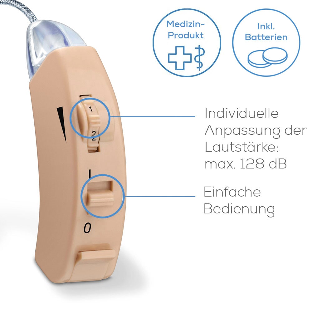 BEURER Hörverstärker »HA 50«, Ergonomische Passform, rauscharme Wiedergabe, inkl. 3 Aufsätze