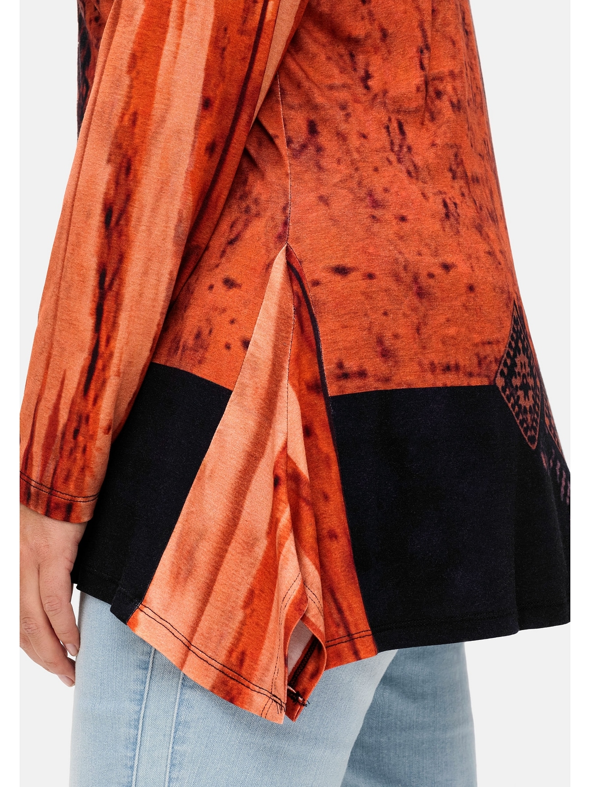 Sheego Langarmshirt »Große Größen«, im Ethno-Stil, mit Zipfelsaum