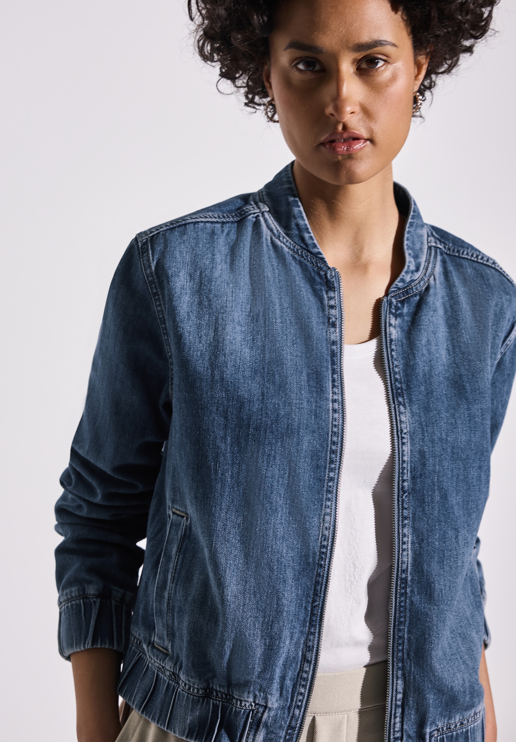 STREET ONE Blouson, ohne Kapuze, Denim, mit Reißverschluss