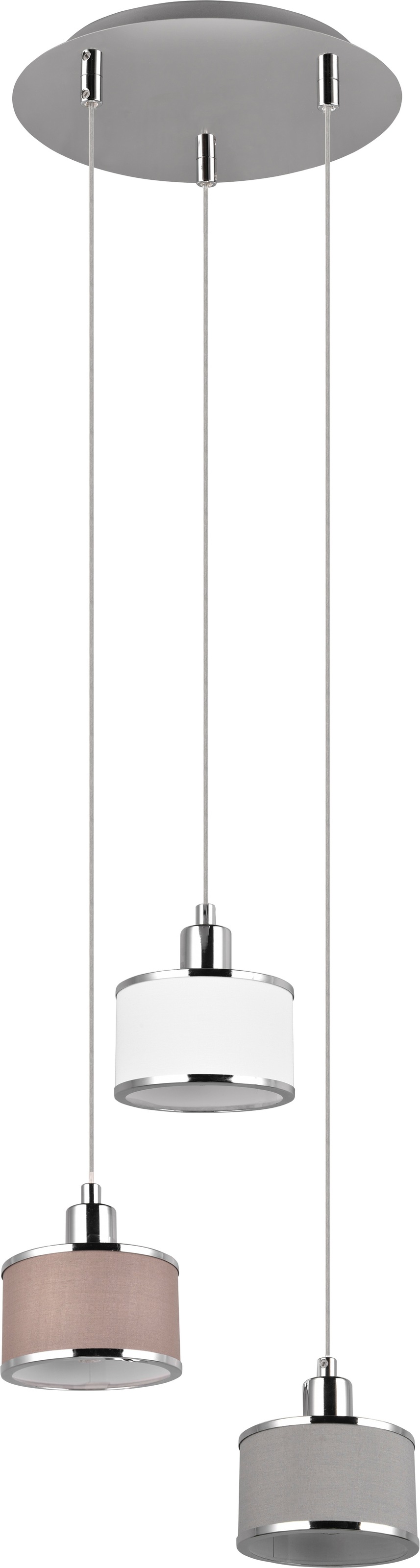 TRIO Leuchten Pendelleuchte »KAPRUN, Hängelampe mit Stoffschirmen, exkl E14, max 28W« E14 1 Stk. warmweiß - kaltweiß Höhe einstellbar bis max 150 cm, Stoffschirme + Metall