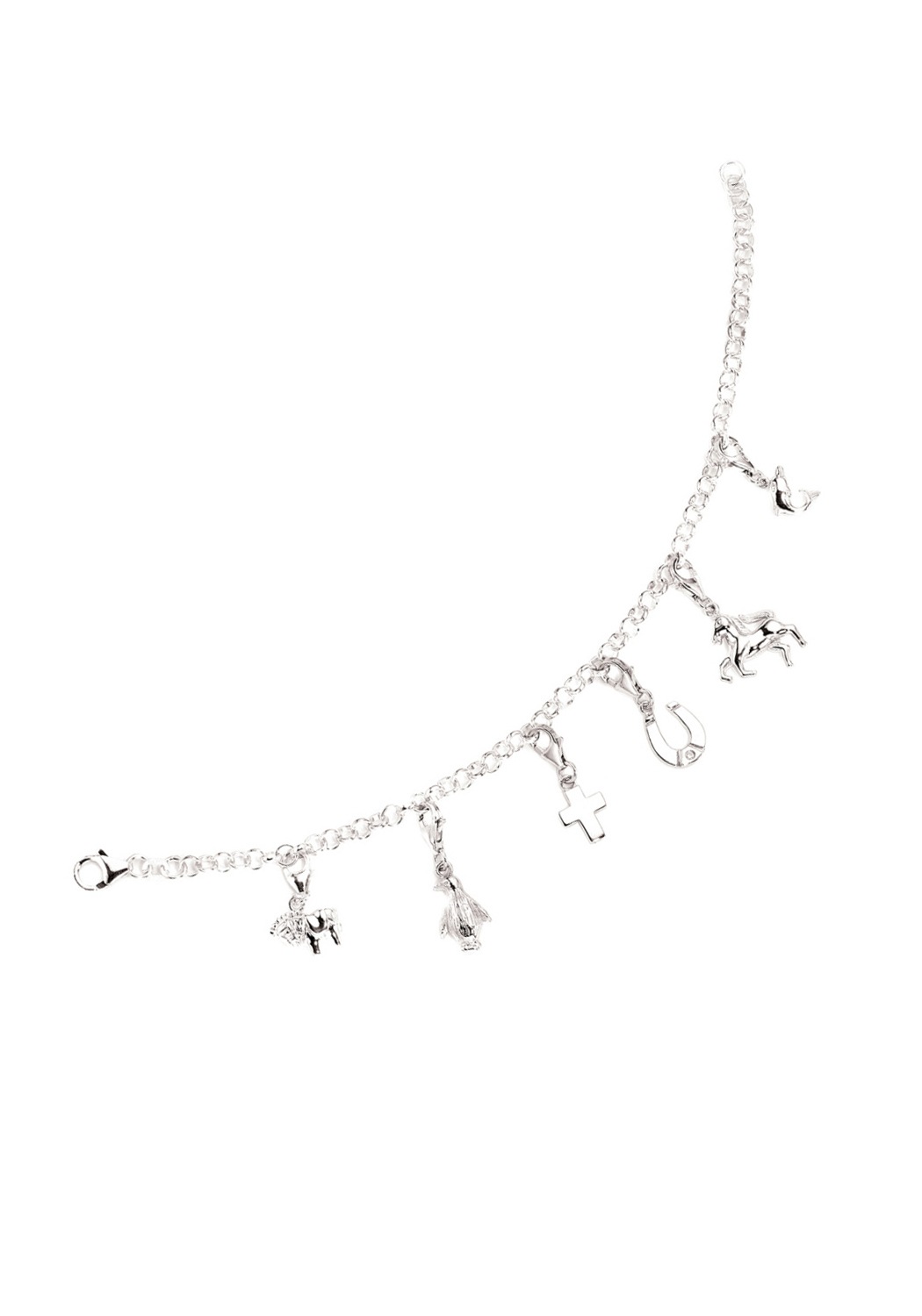 JOBO Charm-Einhänger »Charm Glücksbringer Hufeisen« 925 Silber rhodiniert mit Zirkonia