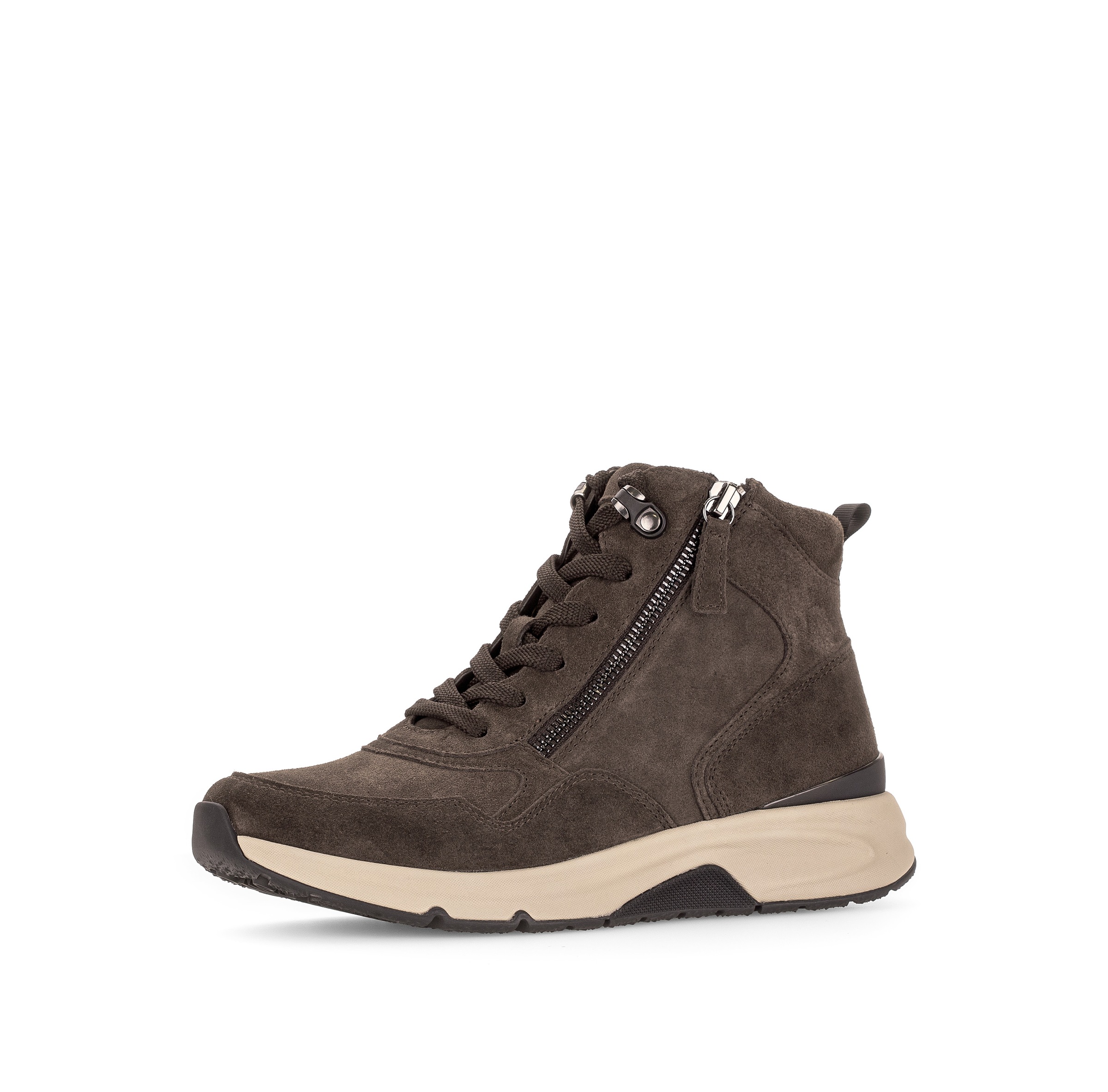 rollingsoft Schnürboots Keilabsatz, High Top-Sneaker mit zwei Reißverschlüssen